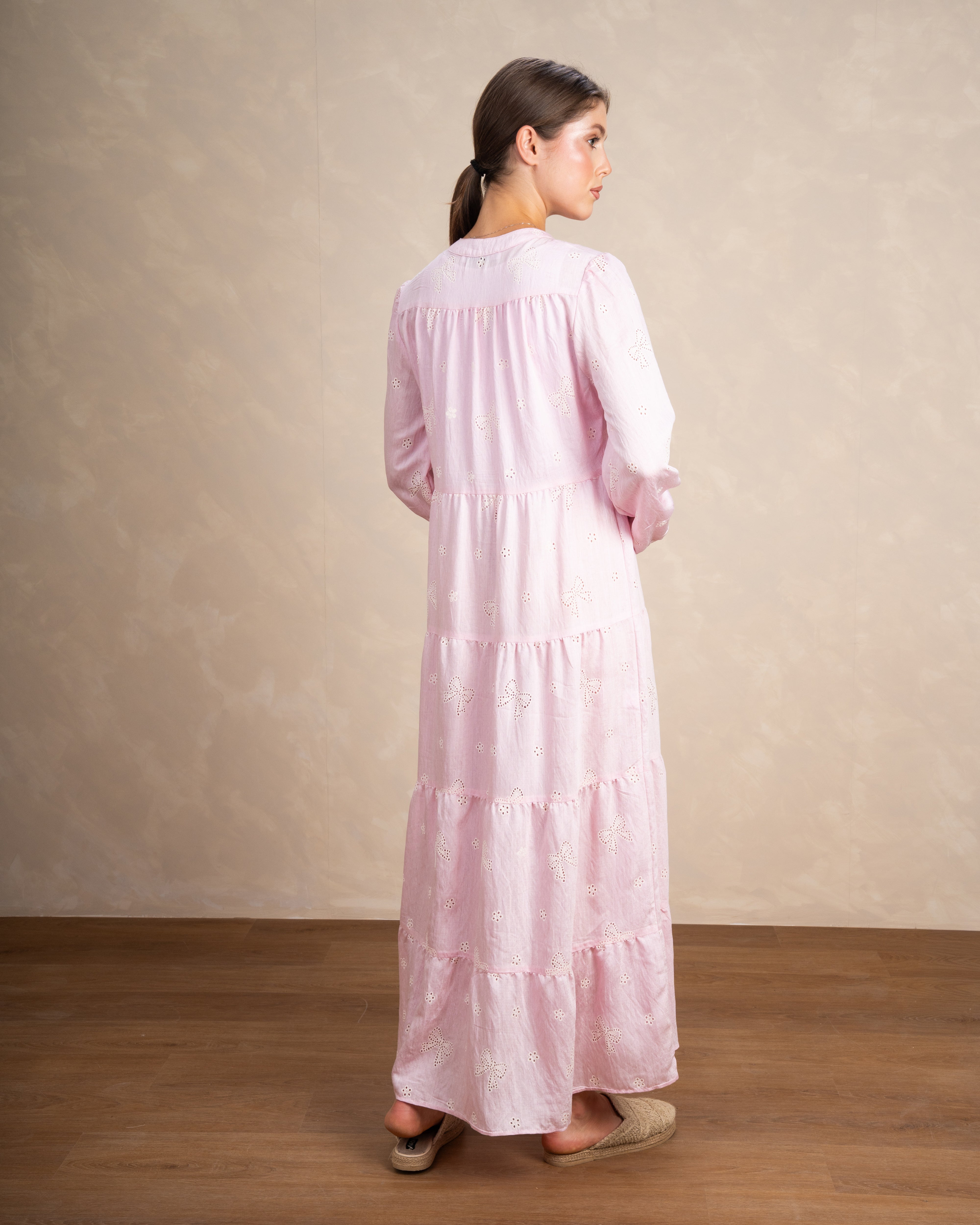 Embroidered Dress With Bow Detail