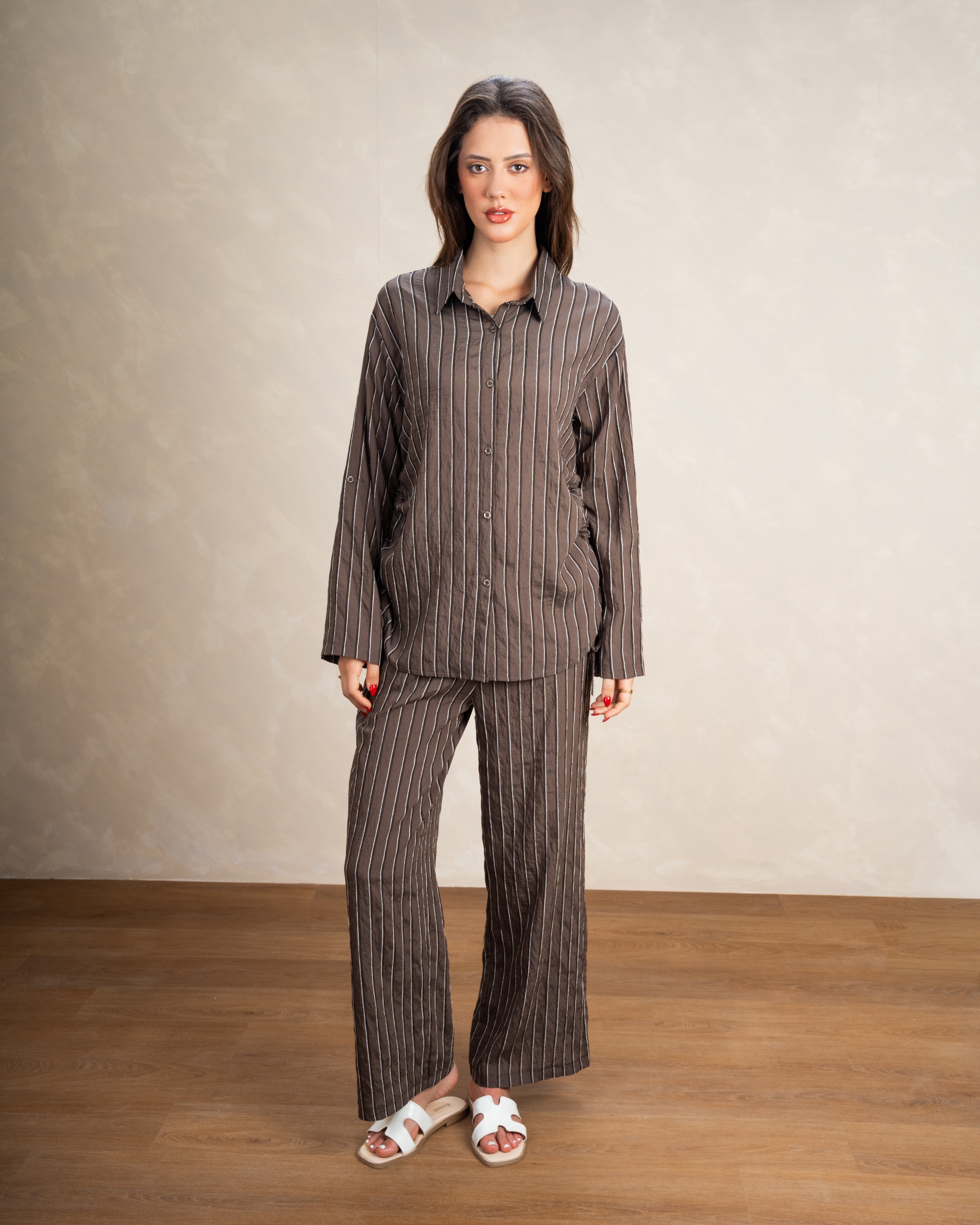 Vertical Striped Shirt With Subtle Color Line