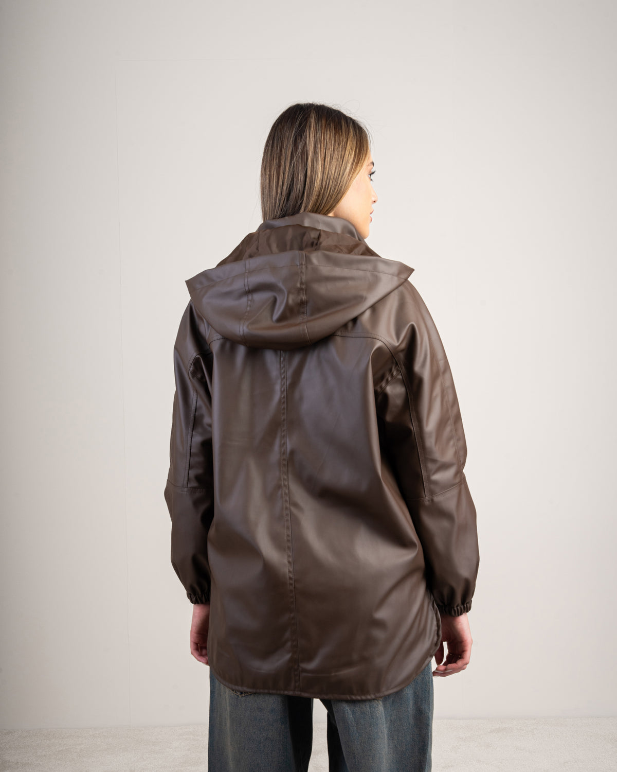 Leather jacket with a pocket on the side