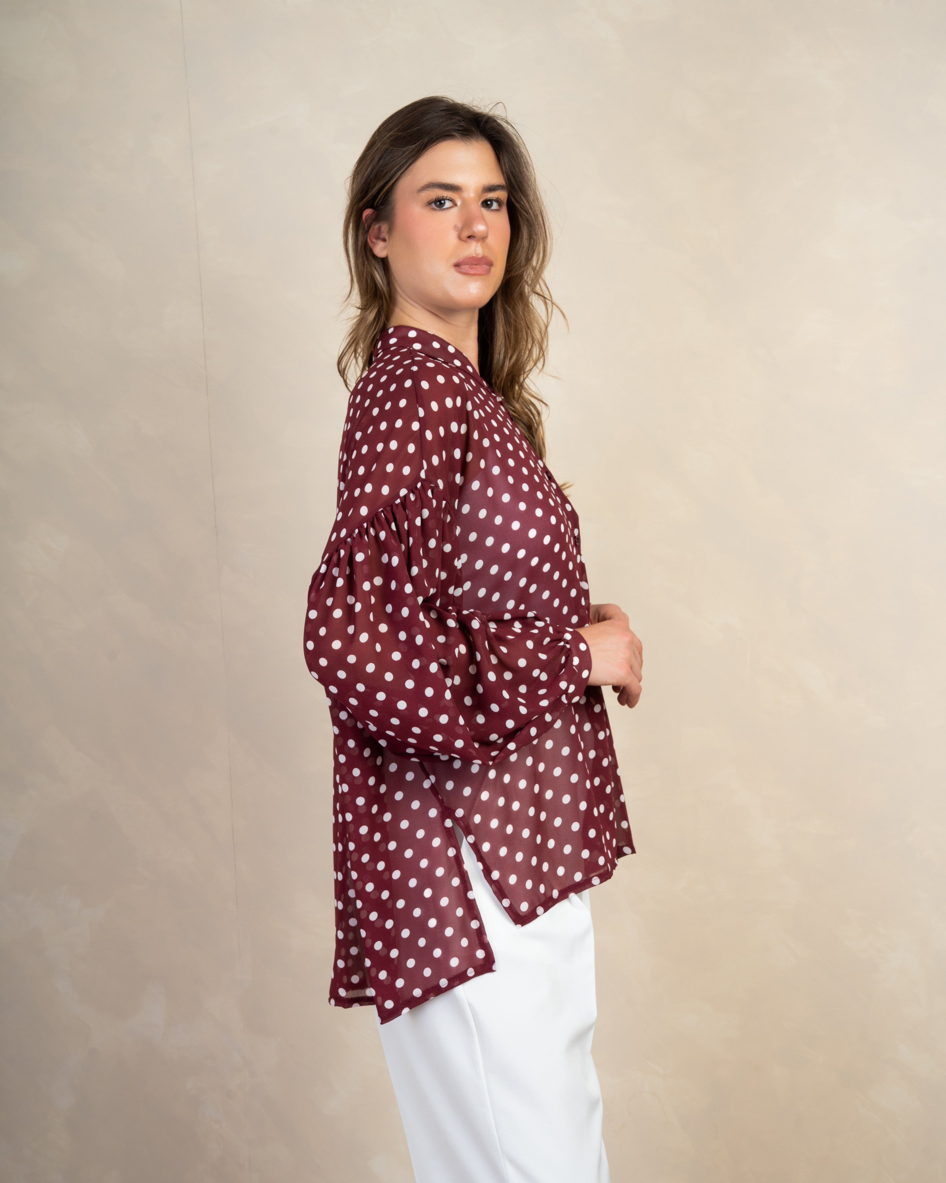 Long Polka Dot Shirt In Different Colors