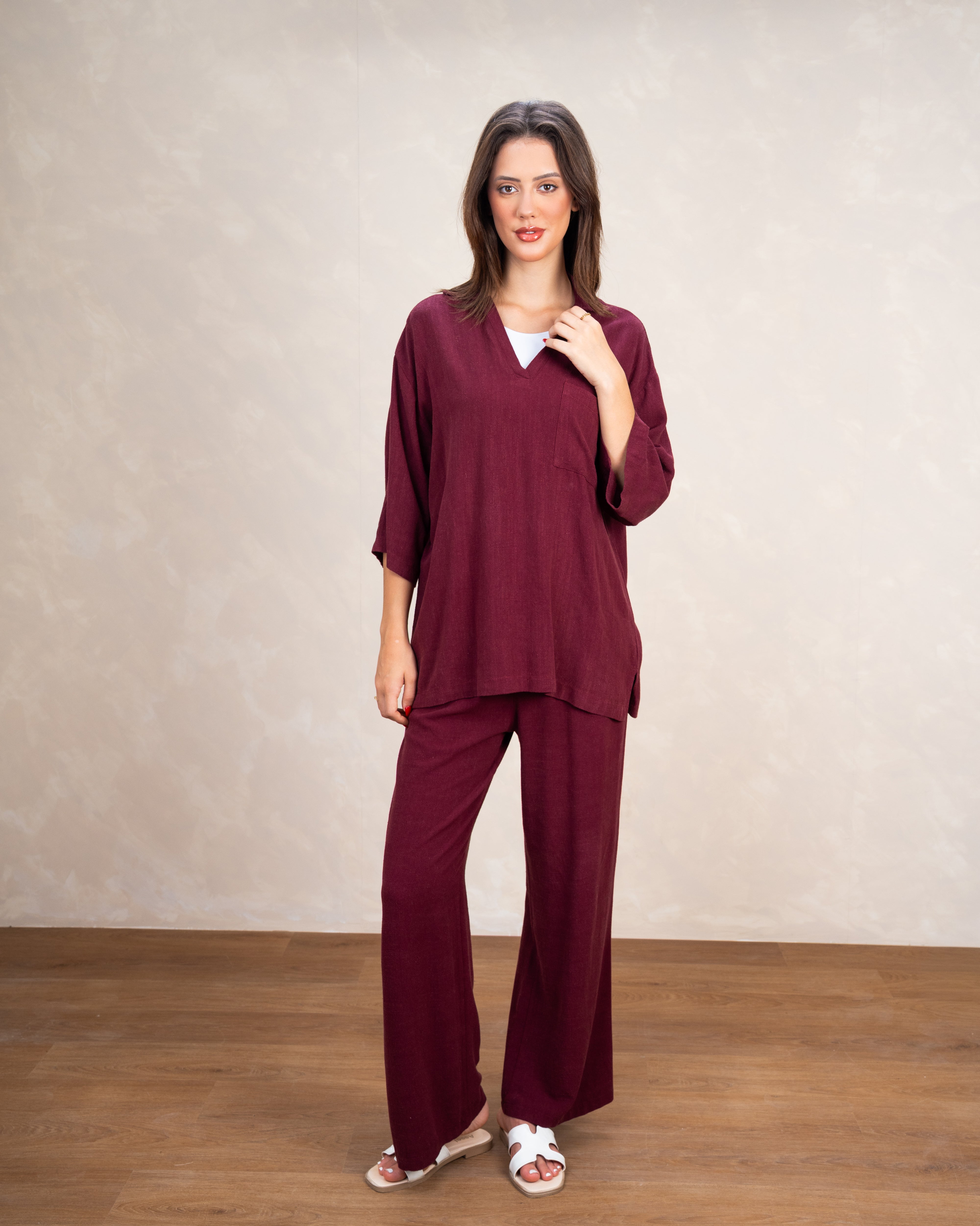 Minimal Linen Blouse With Pocket