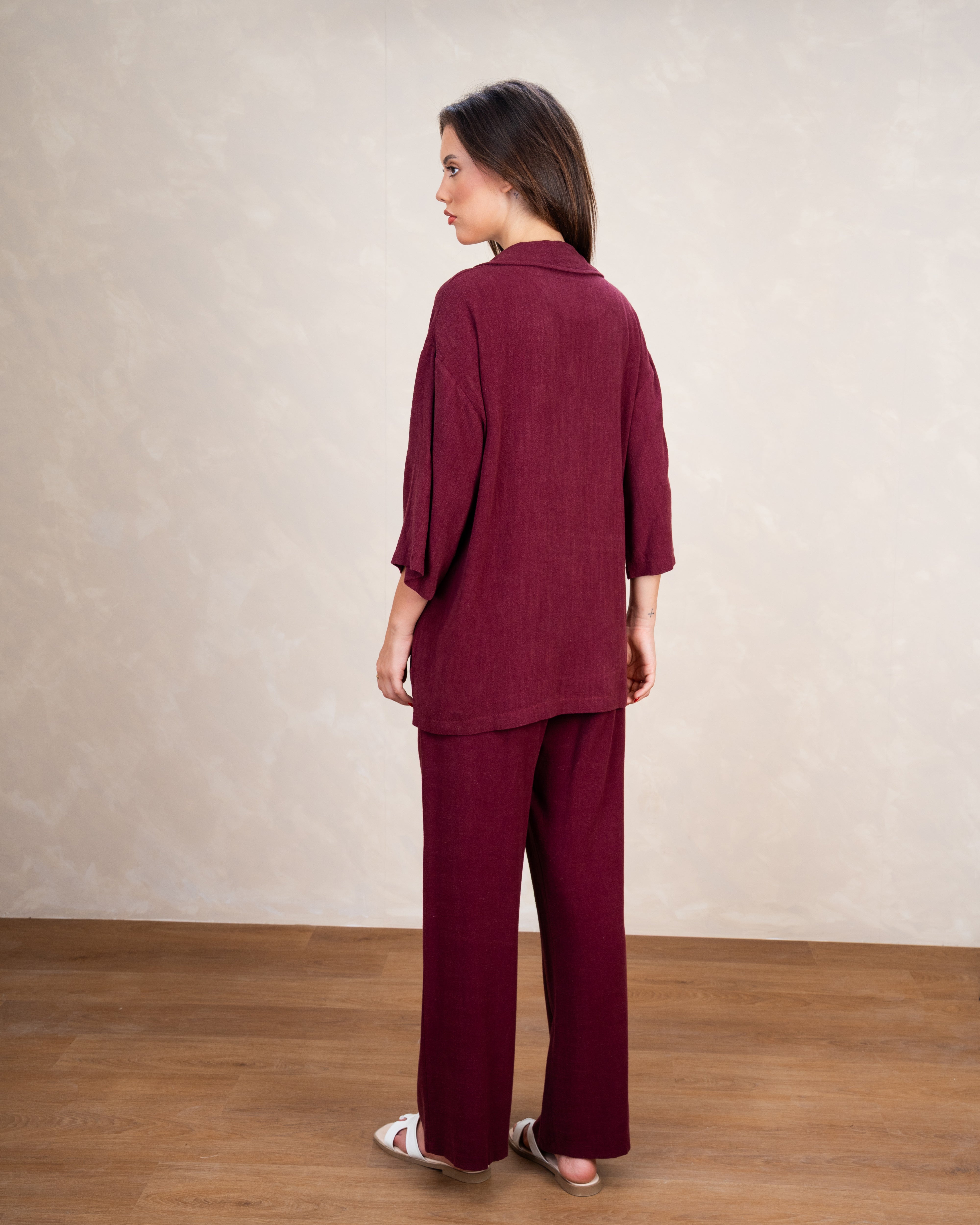 Minimal Linen Blouse With Pocket