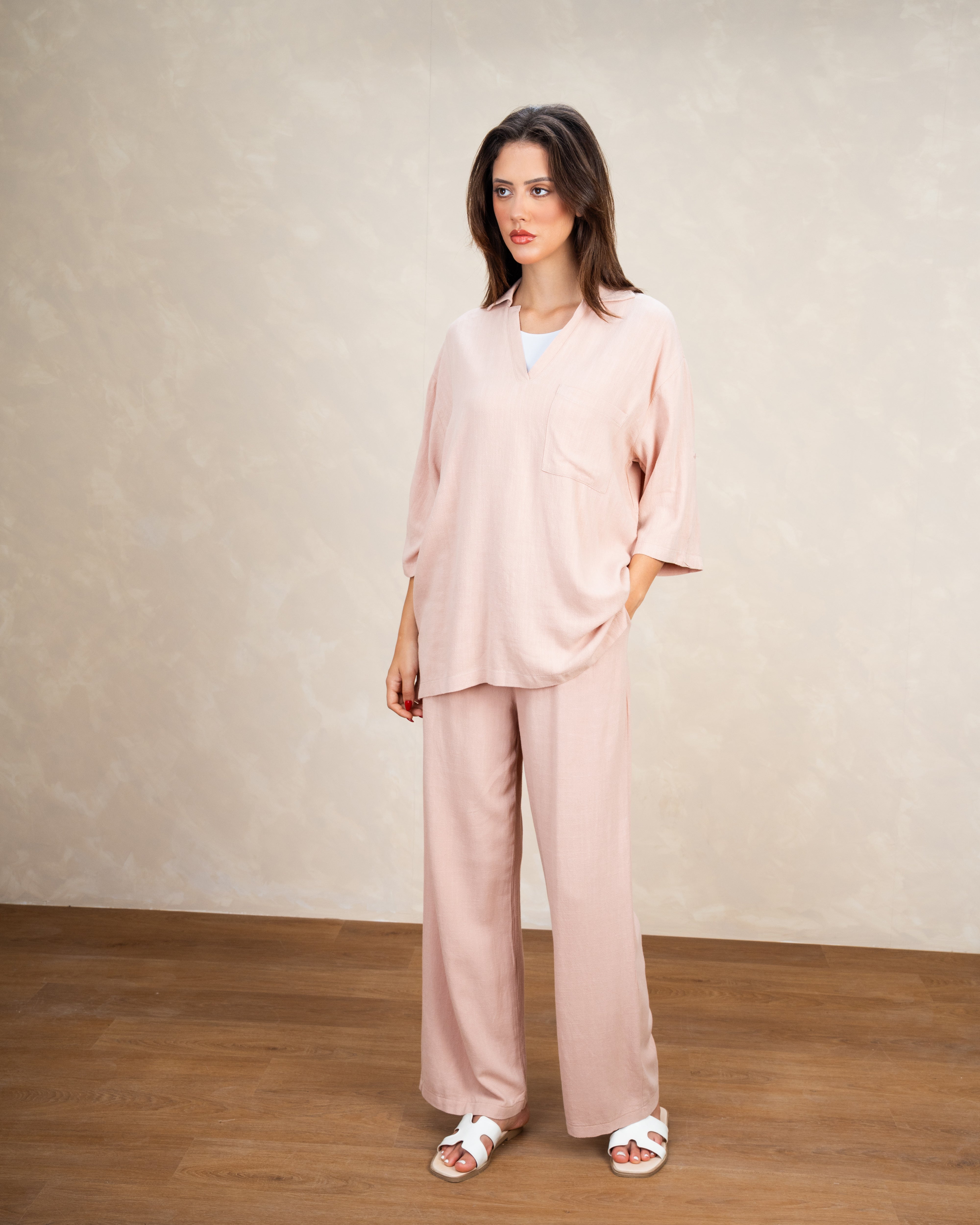 Minimal Linen Blouse With Pocket