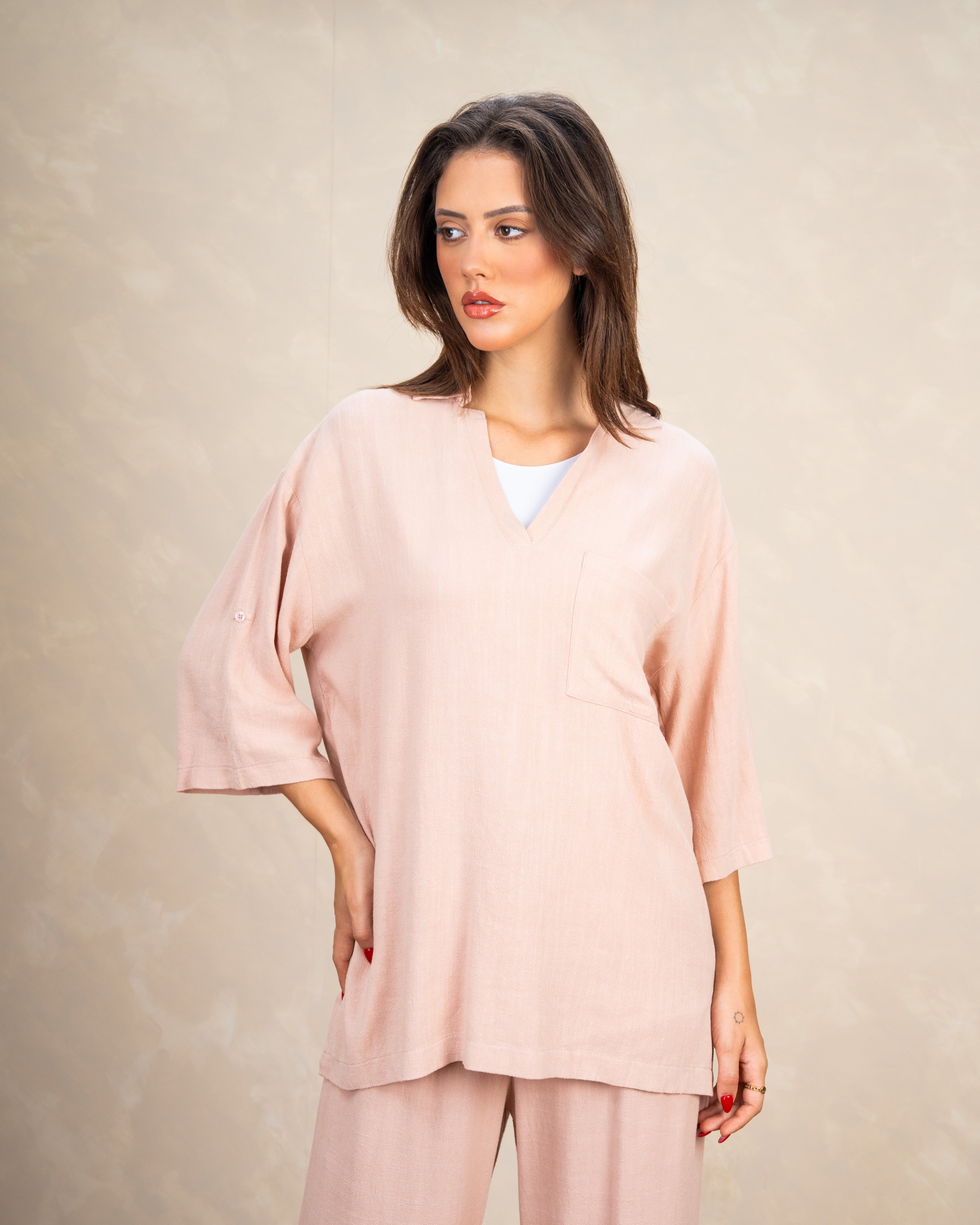 Minimal Linen Blouse With Pocket