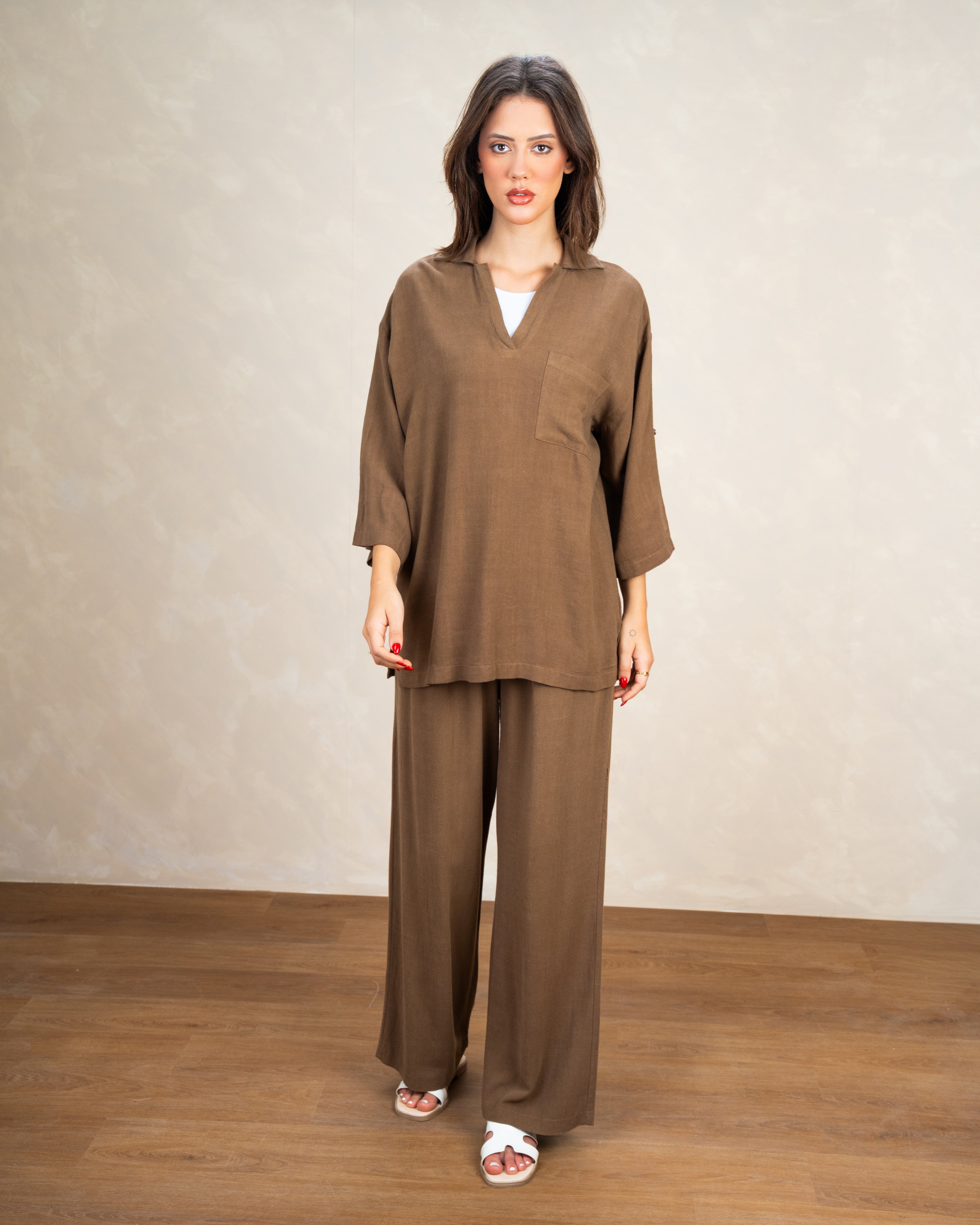 Minimal Linen Blouse With Pocket