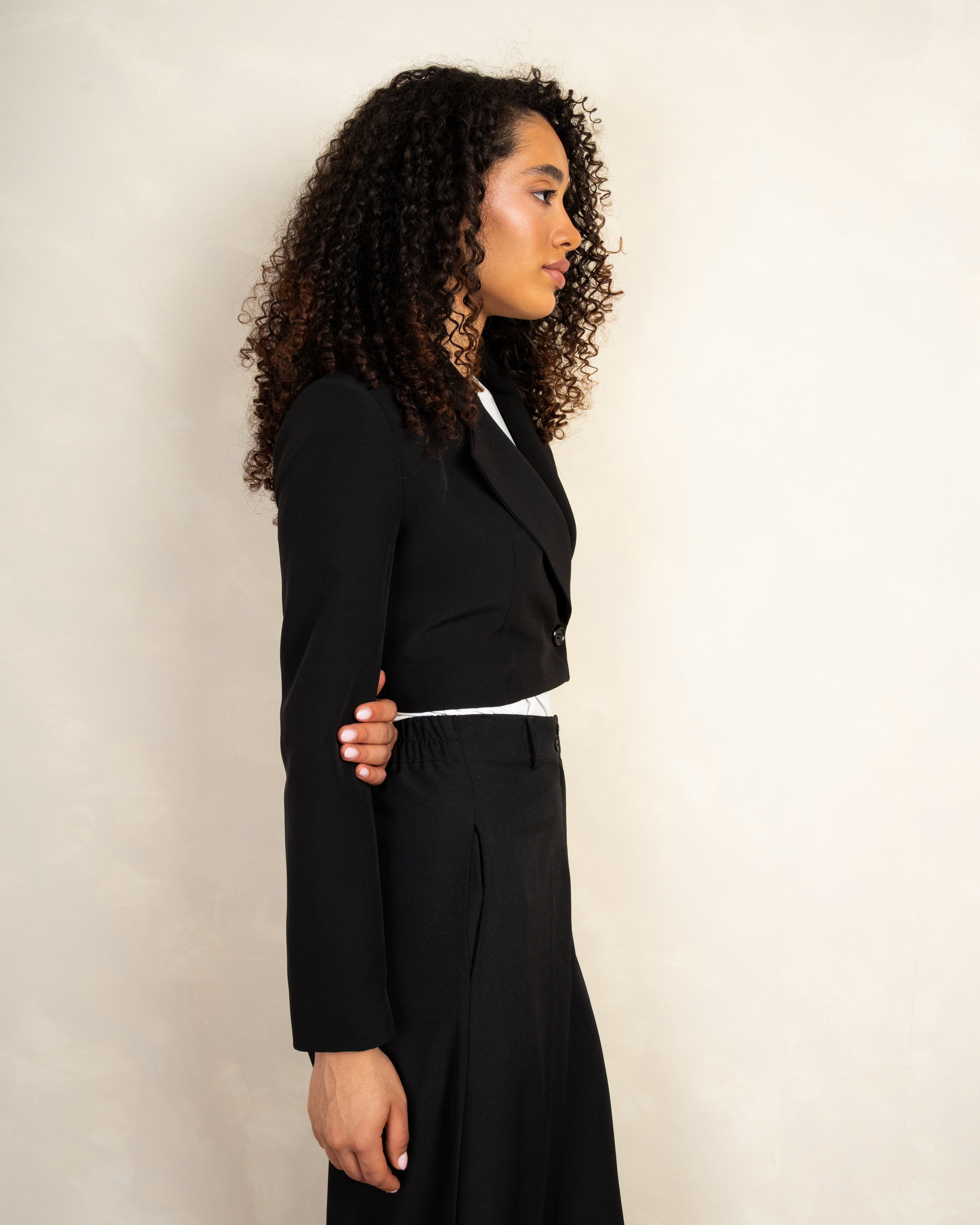 Short Plain Blazer With Button