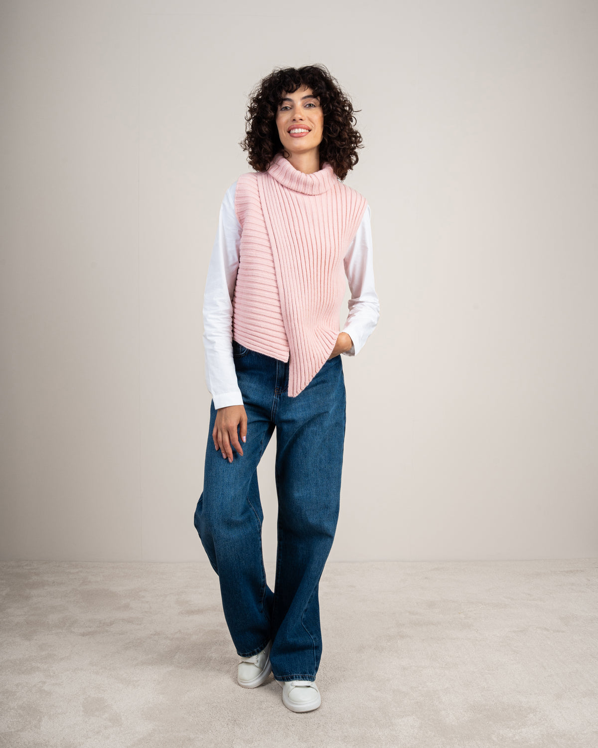 Knitted vest with a neckline