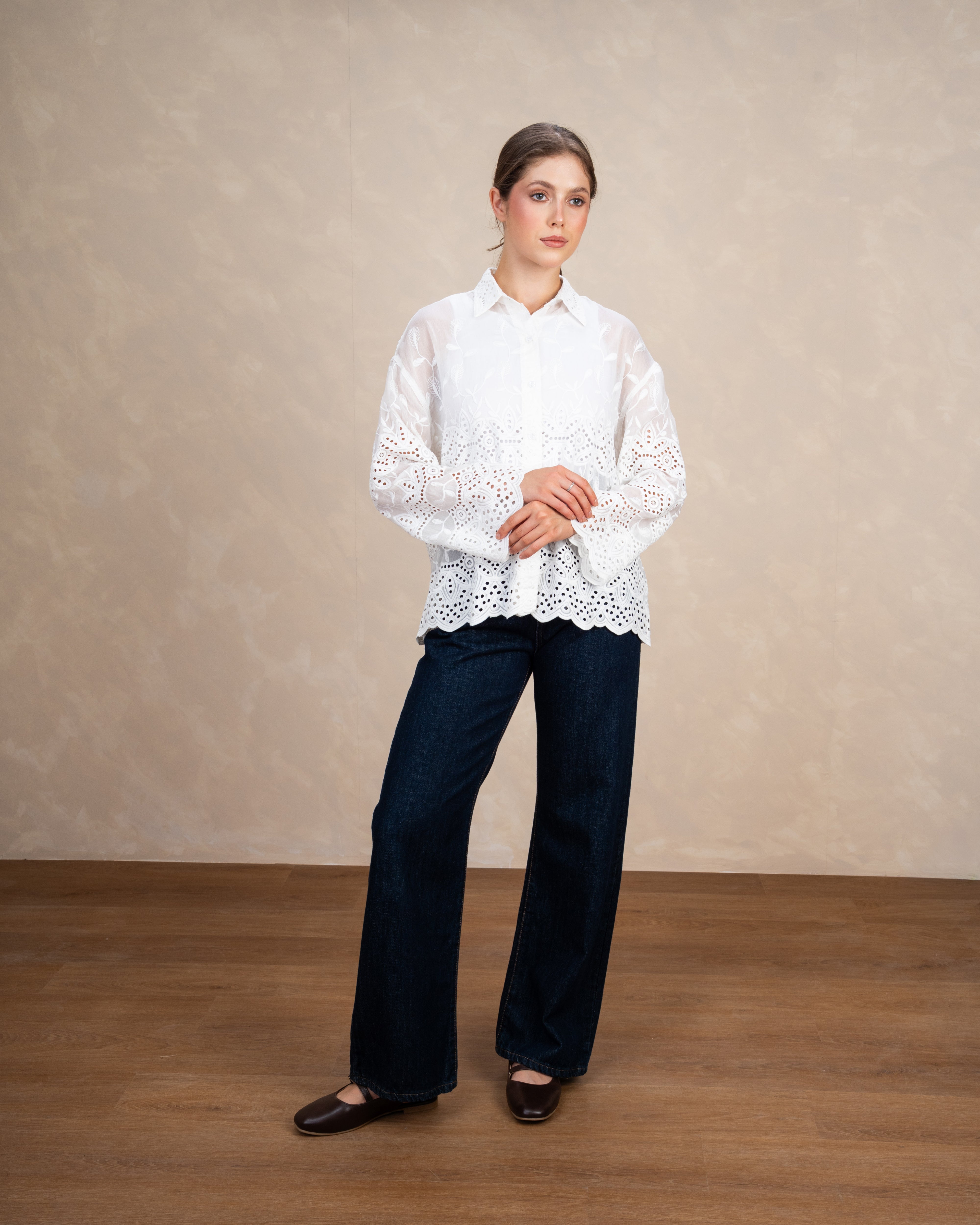 Elegant Floral Embroidered Shirt