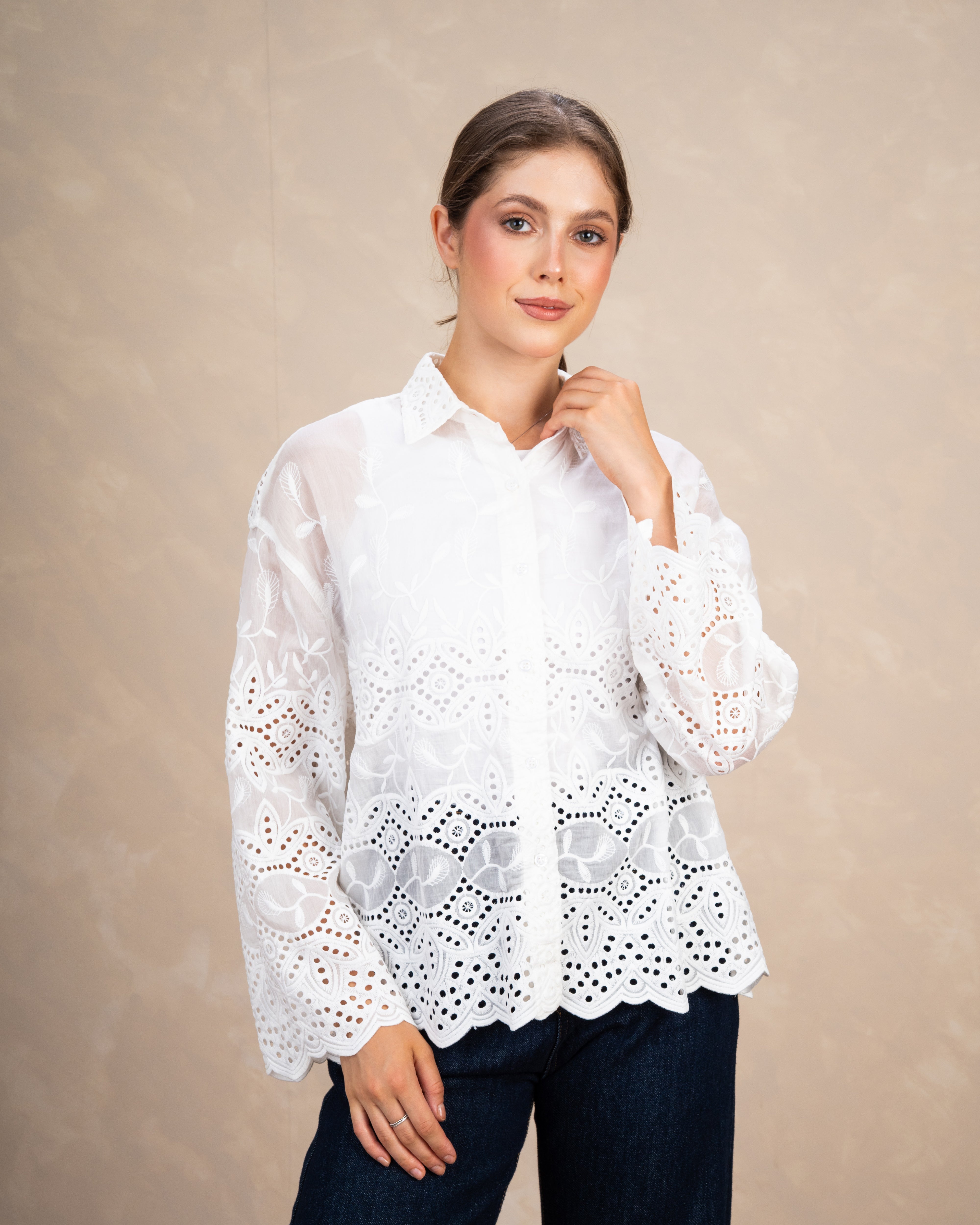 Elegant Floral Embroidered Shirt