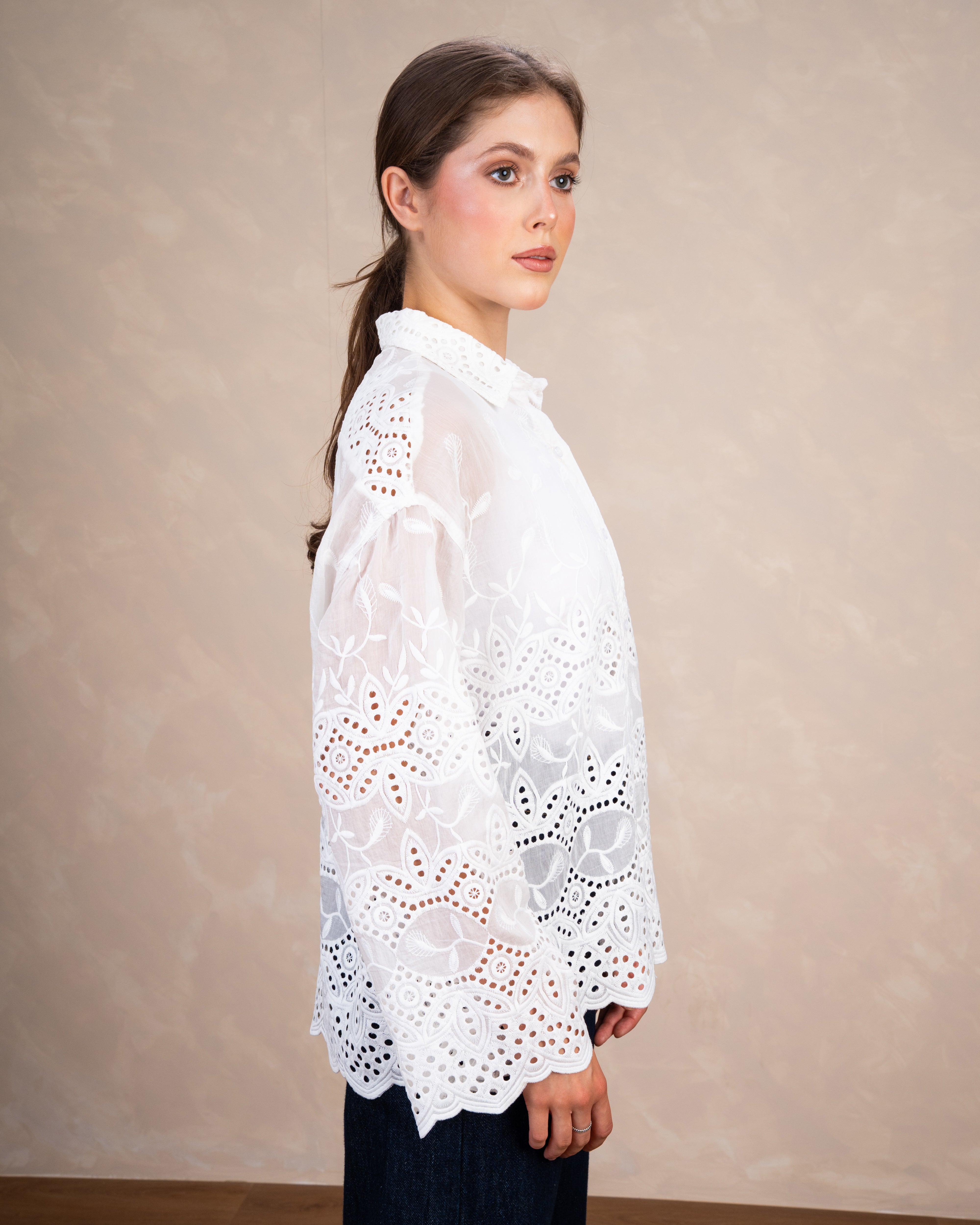 Elegant Floral Embroidered Shirt