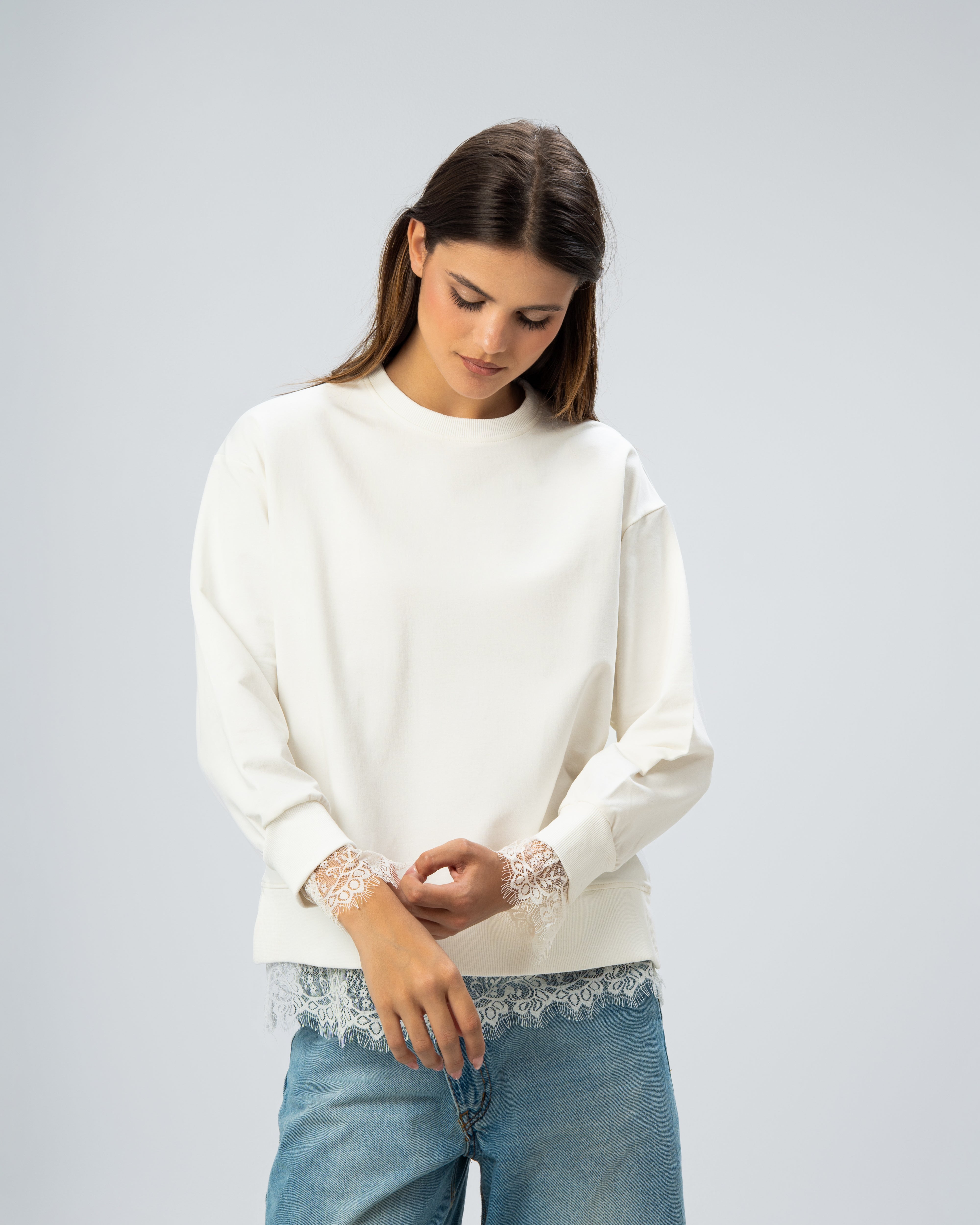 Plain lace sweatshirt