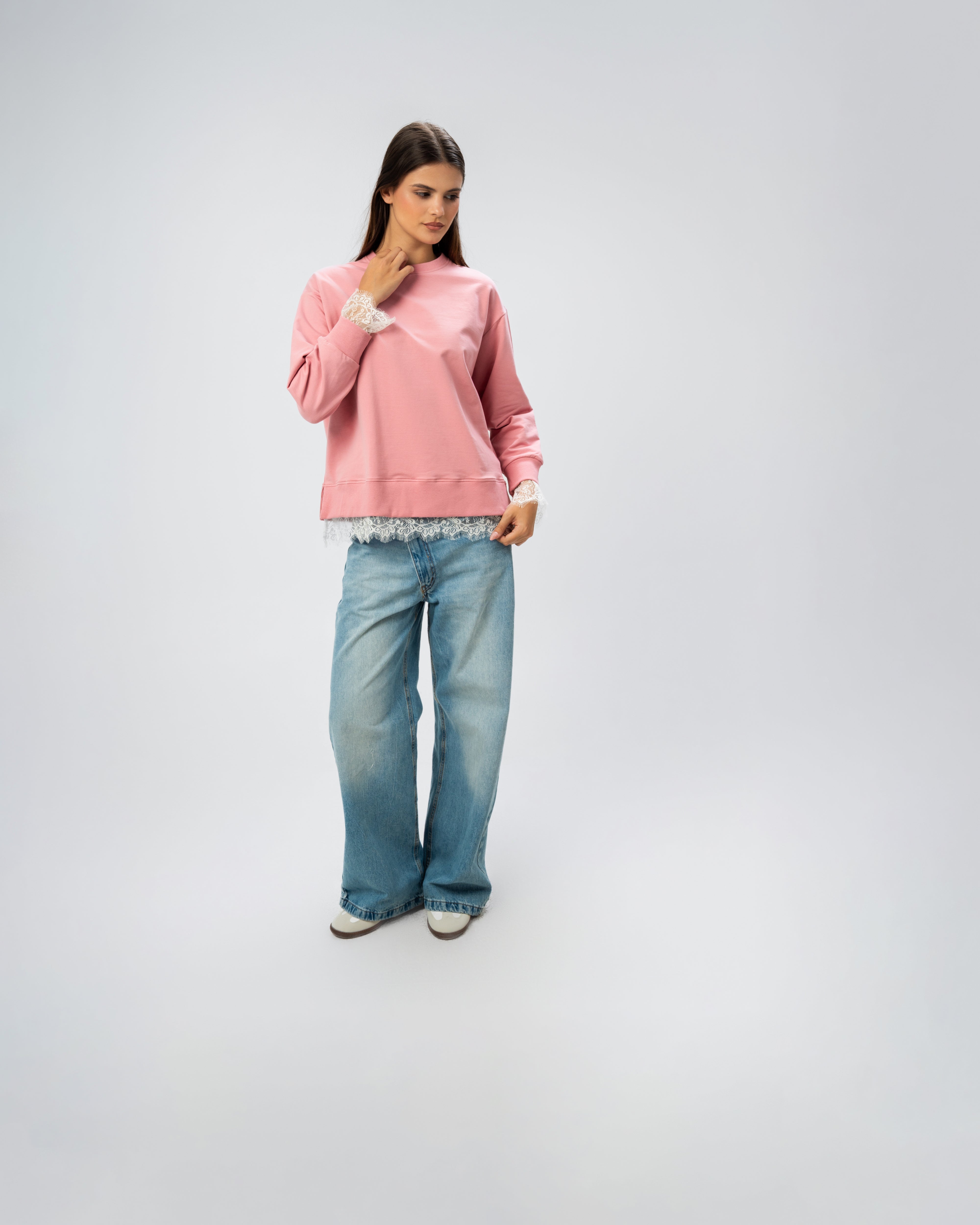 Plain lace sweatshirt