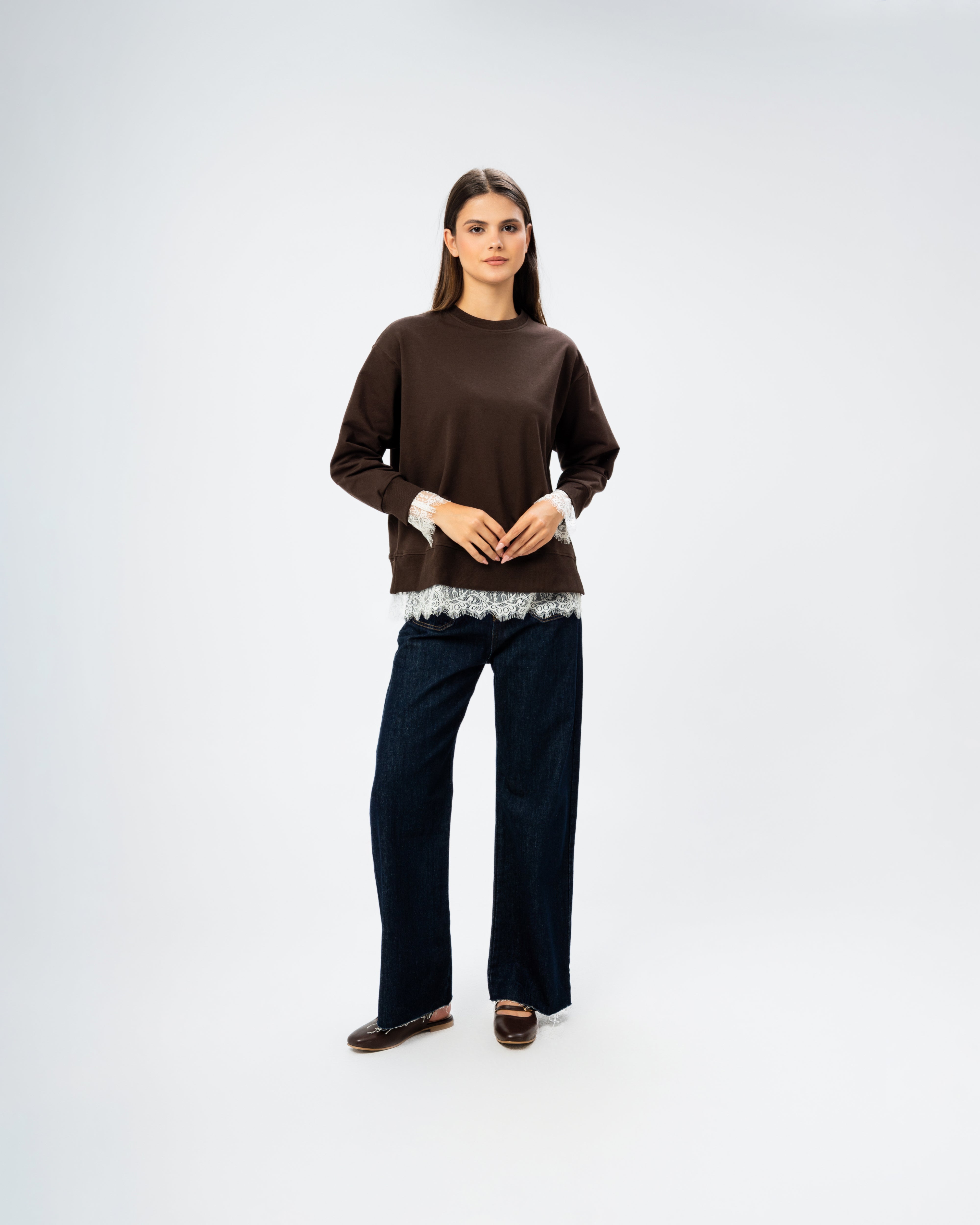 Plain lace sweatshirt