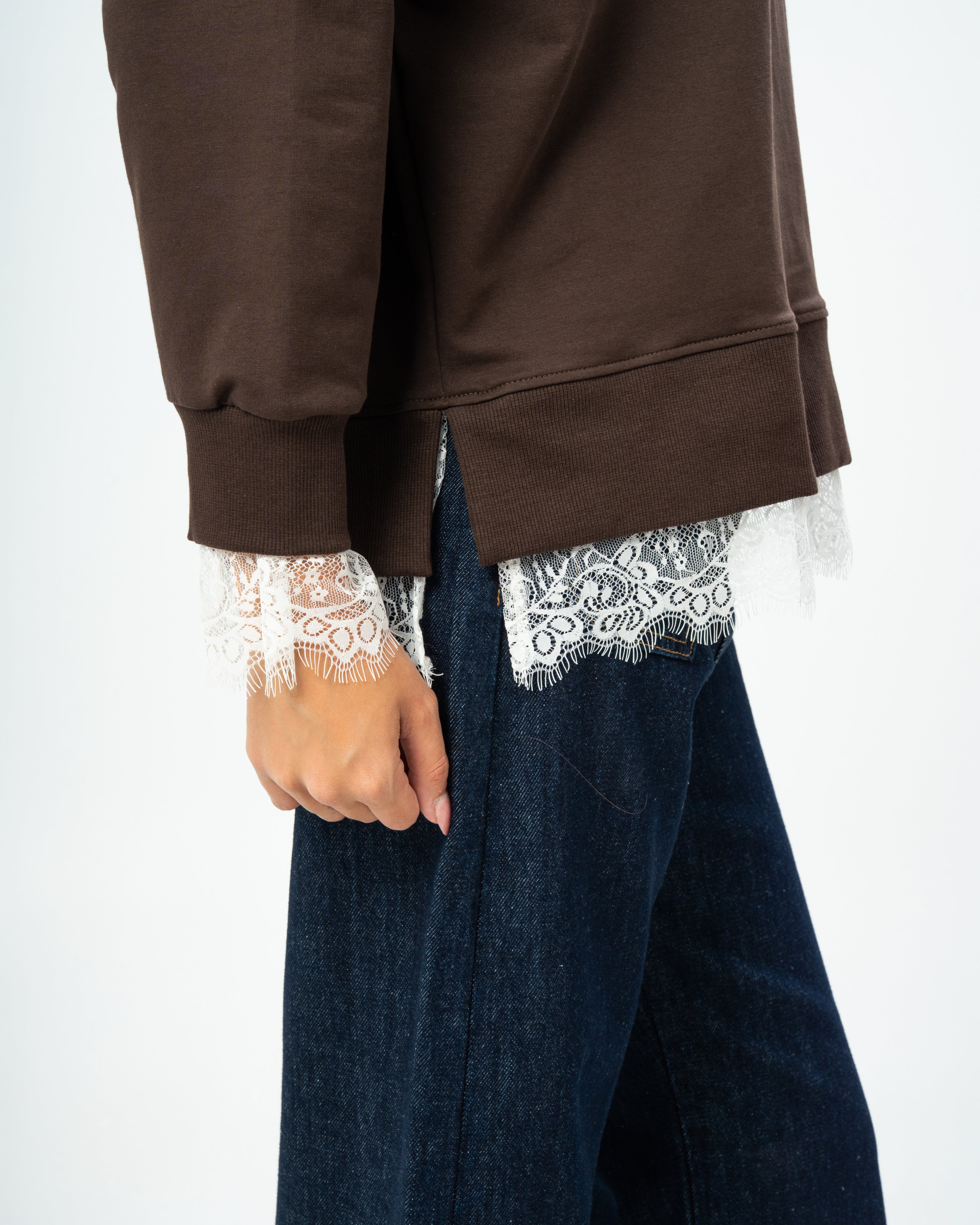 Plain lace sweatshirt