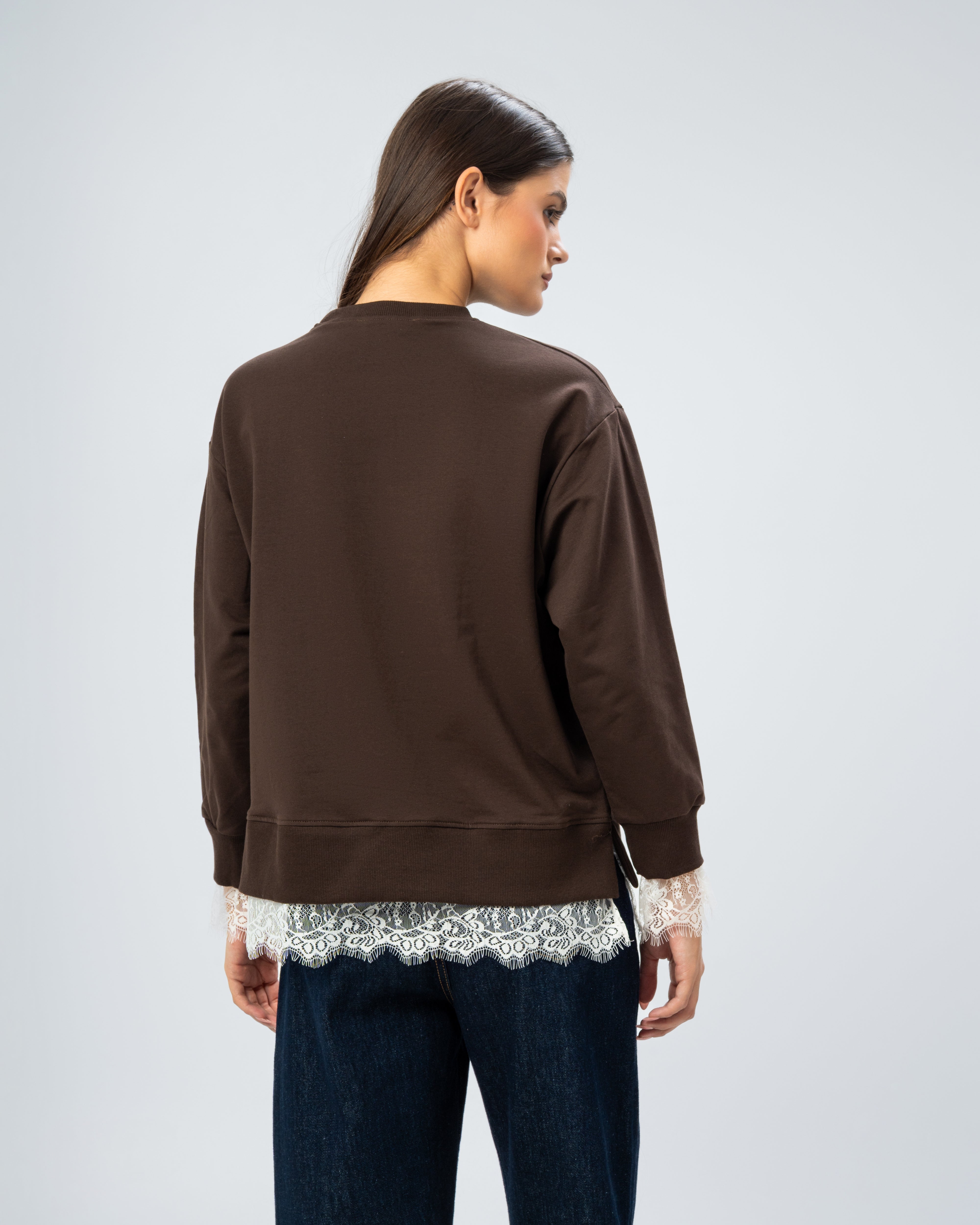 Plain lace sweatshirt