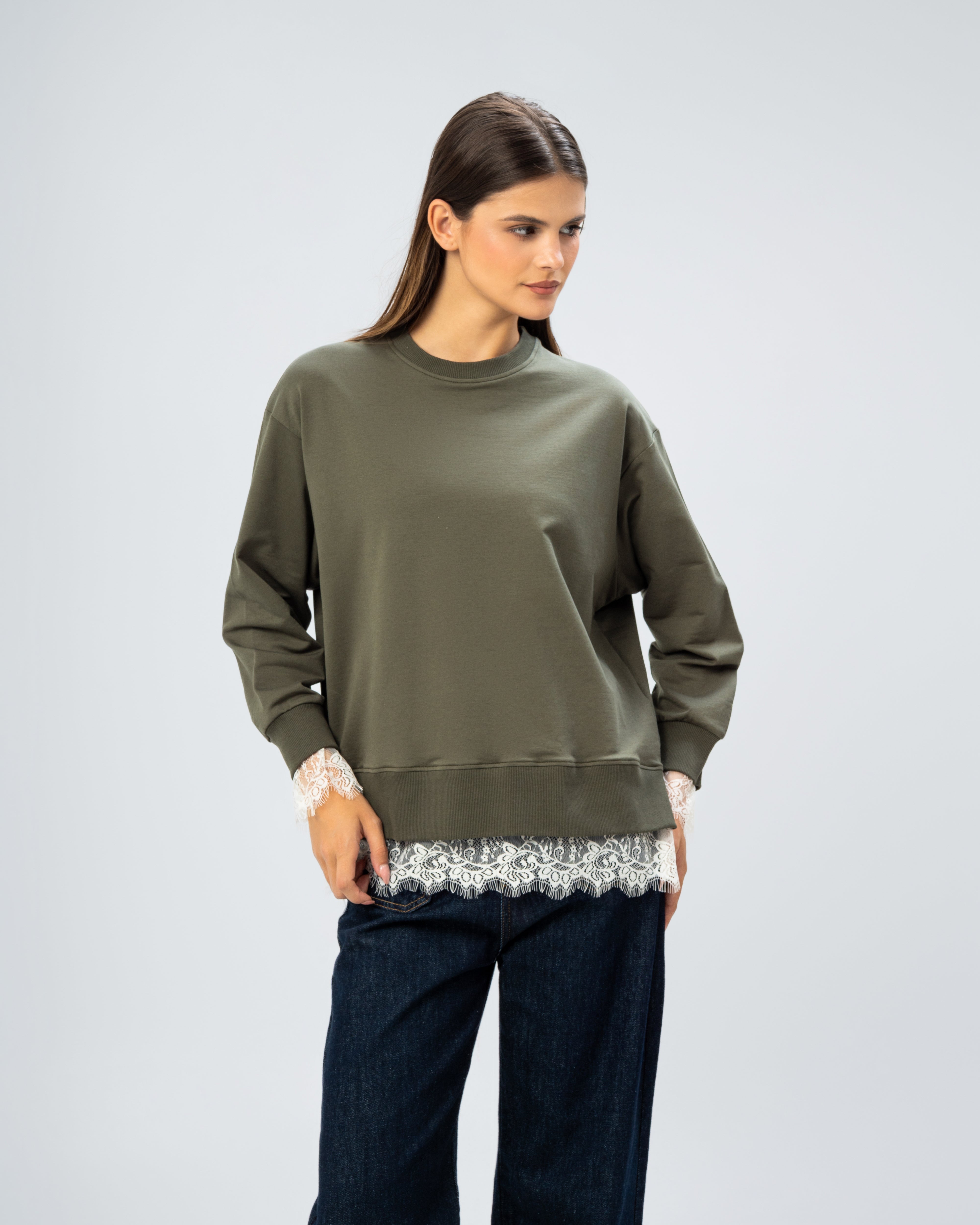 Plain lace sweatshirt