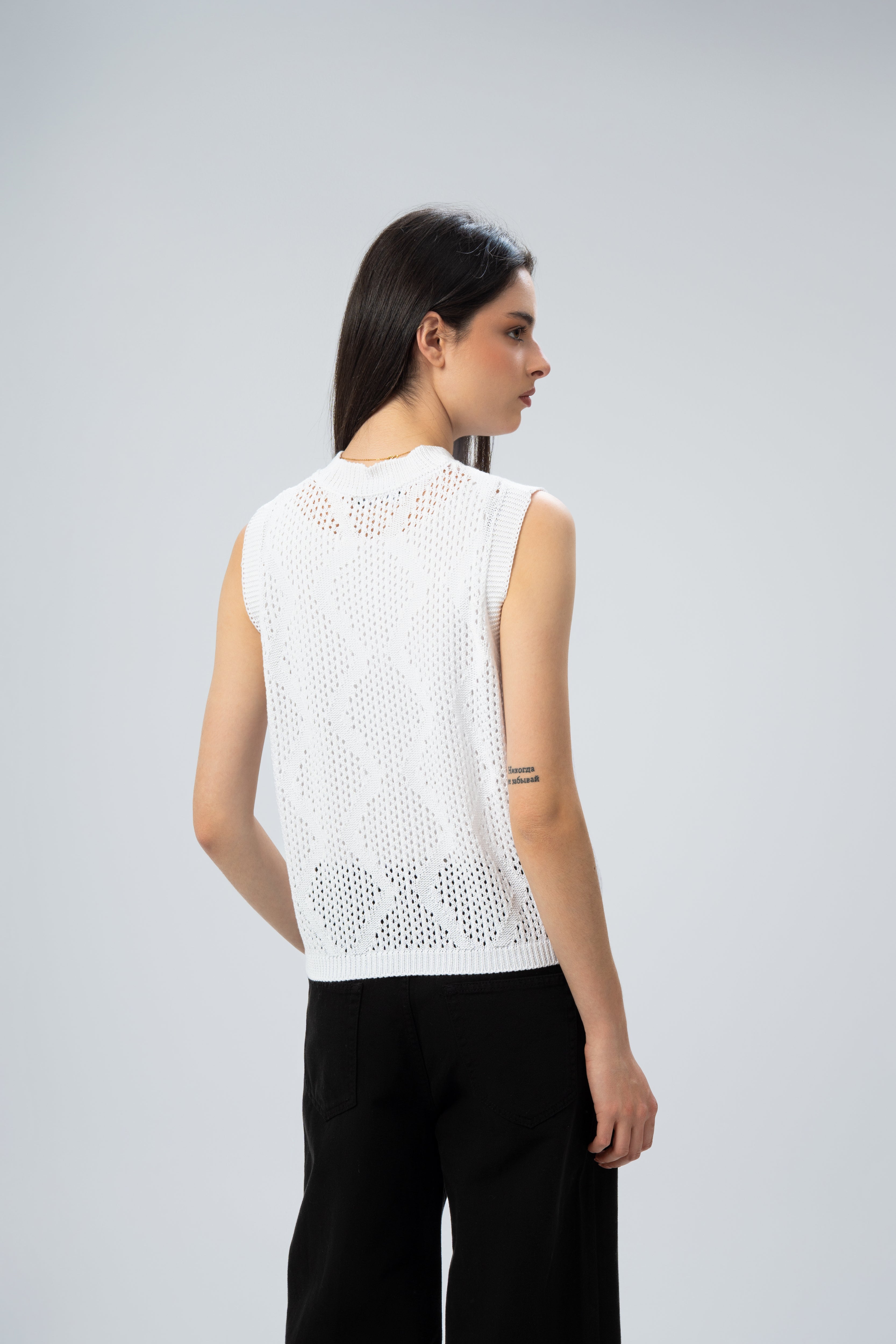 Knitwear Vest With Ribbed Embroidery