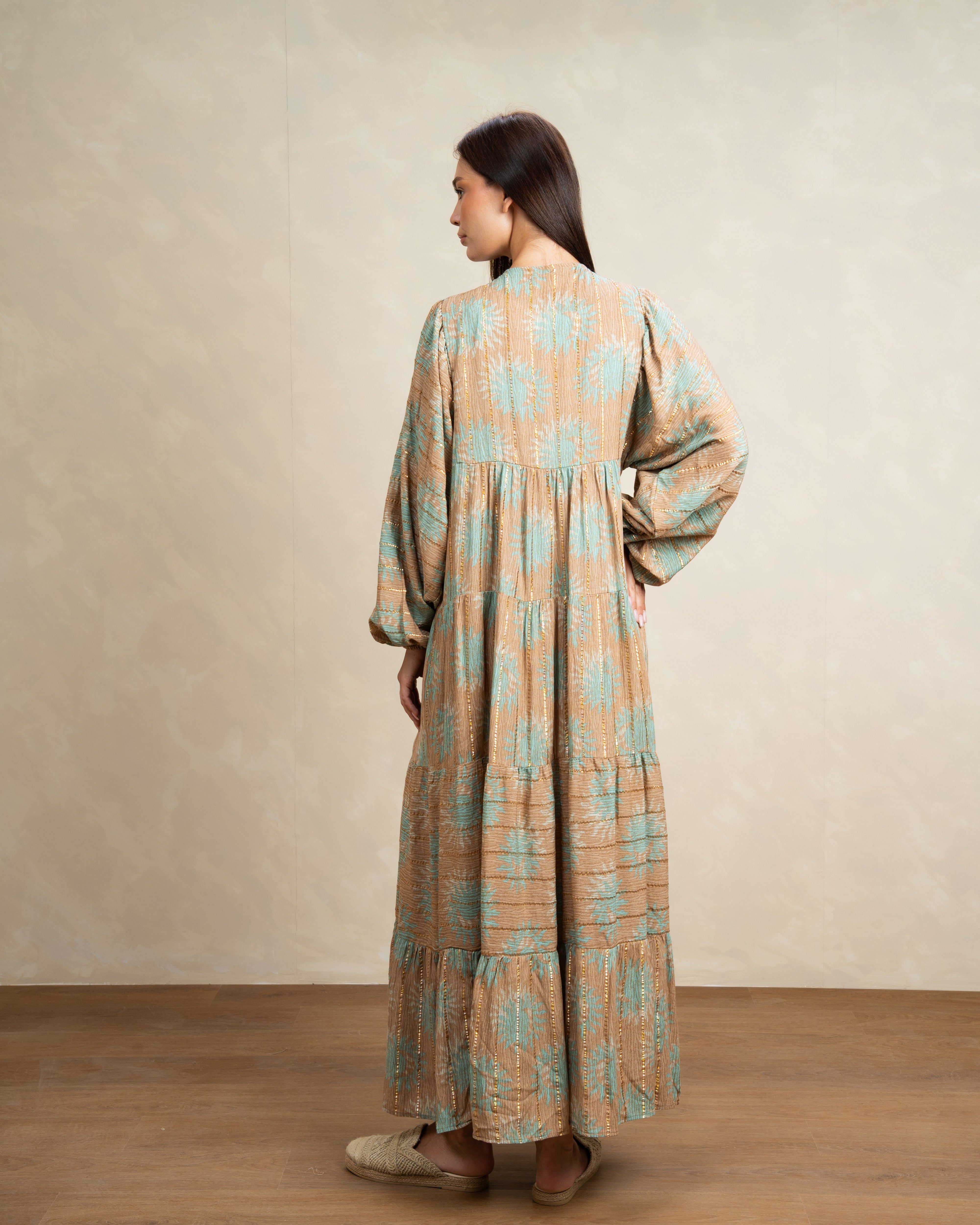 Patterned Tie Neck Dress