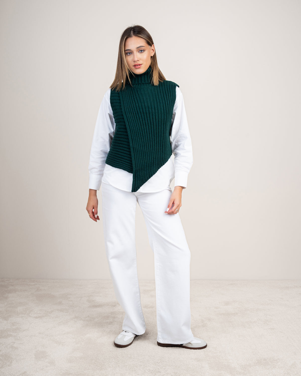 Knitted vest with a neckline