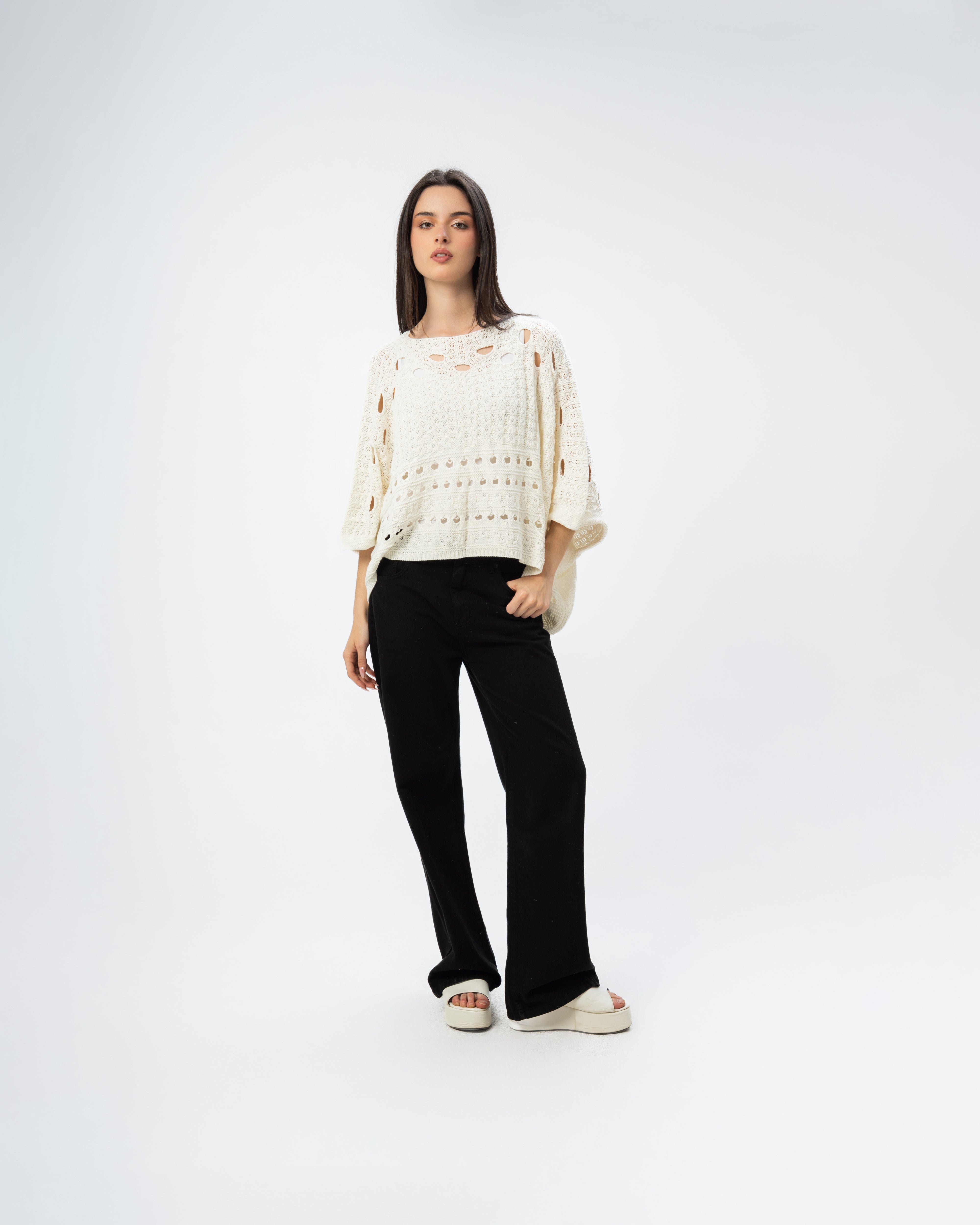 Knitwear Pullover - With Cutout Circles