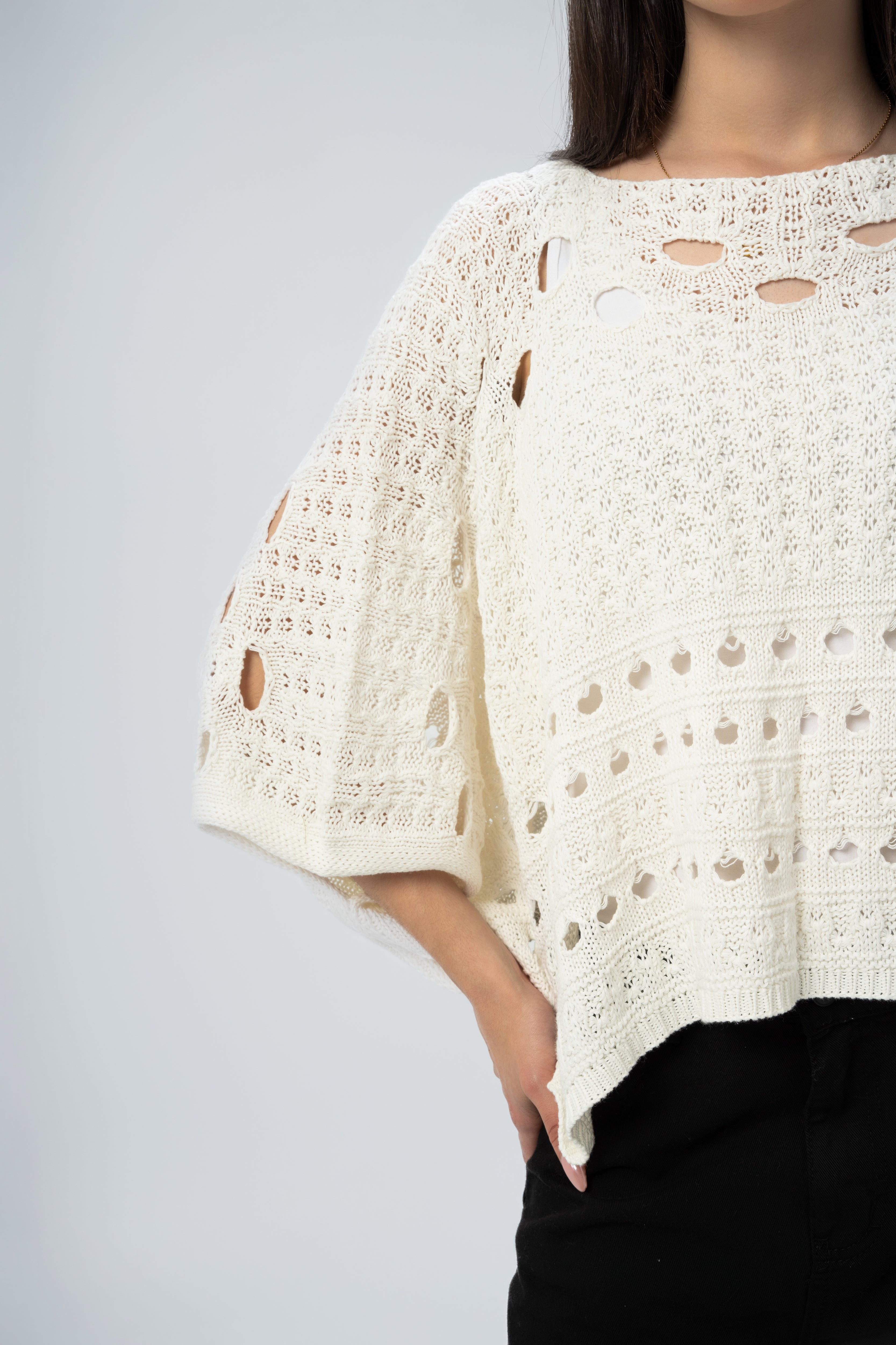 Knitwear Pullover - With Cutout Circles