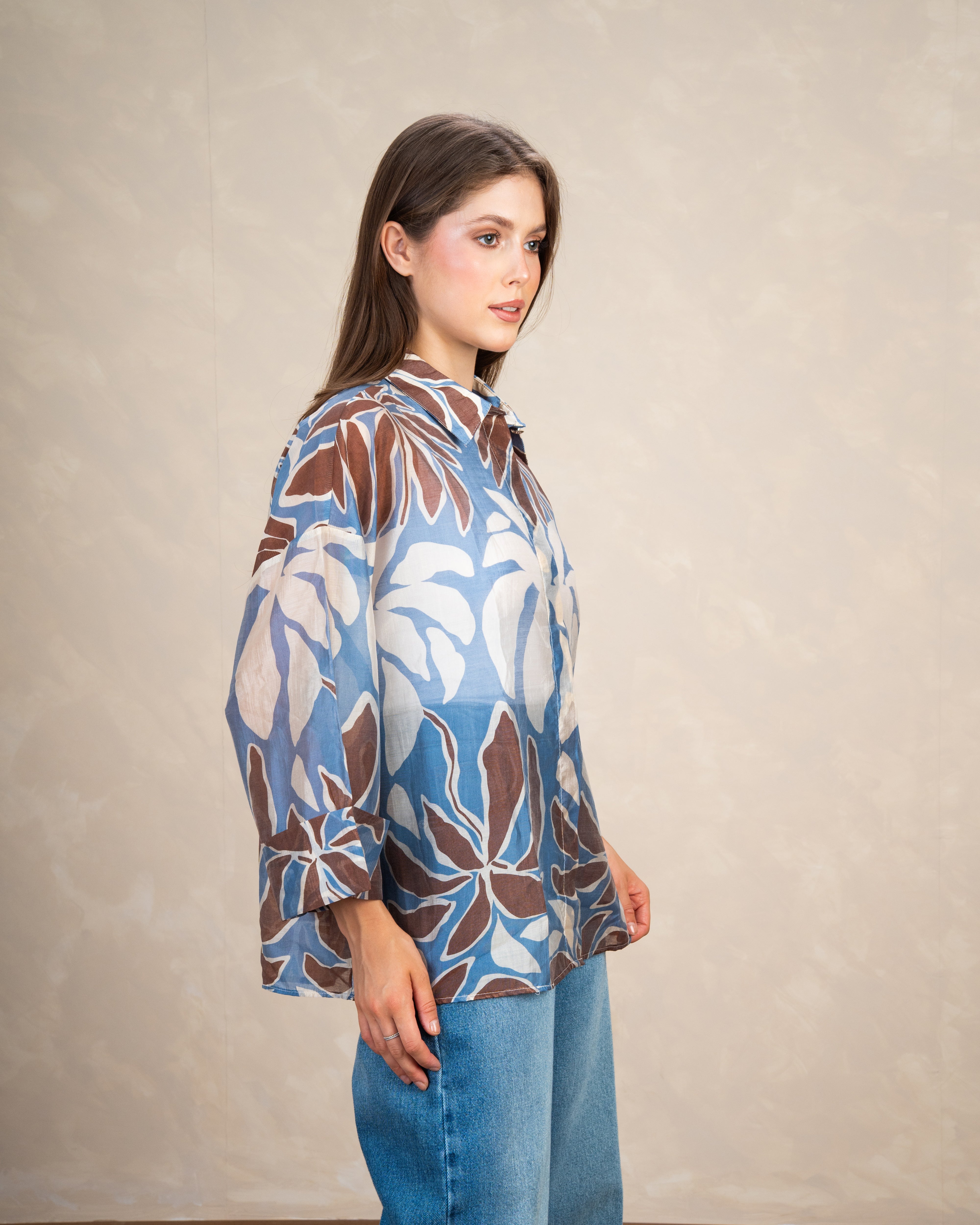 Floral Print Shirt With Short Sleeves
