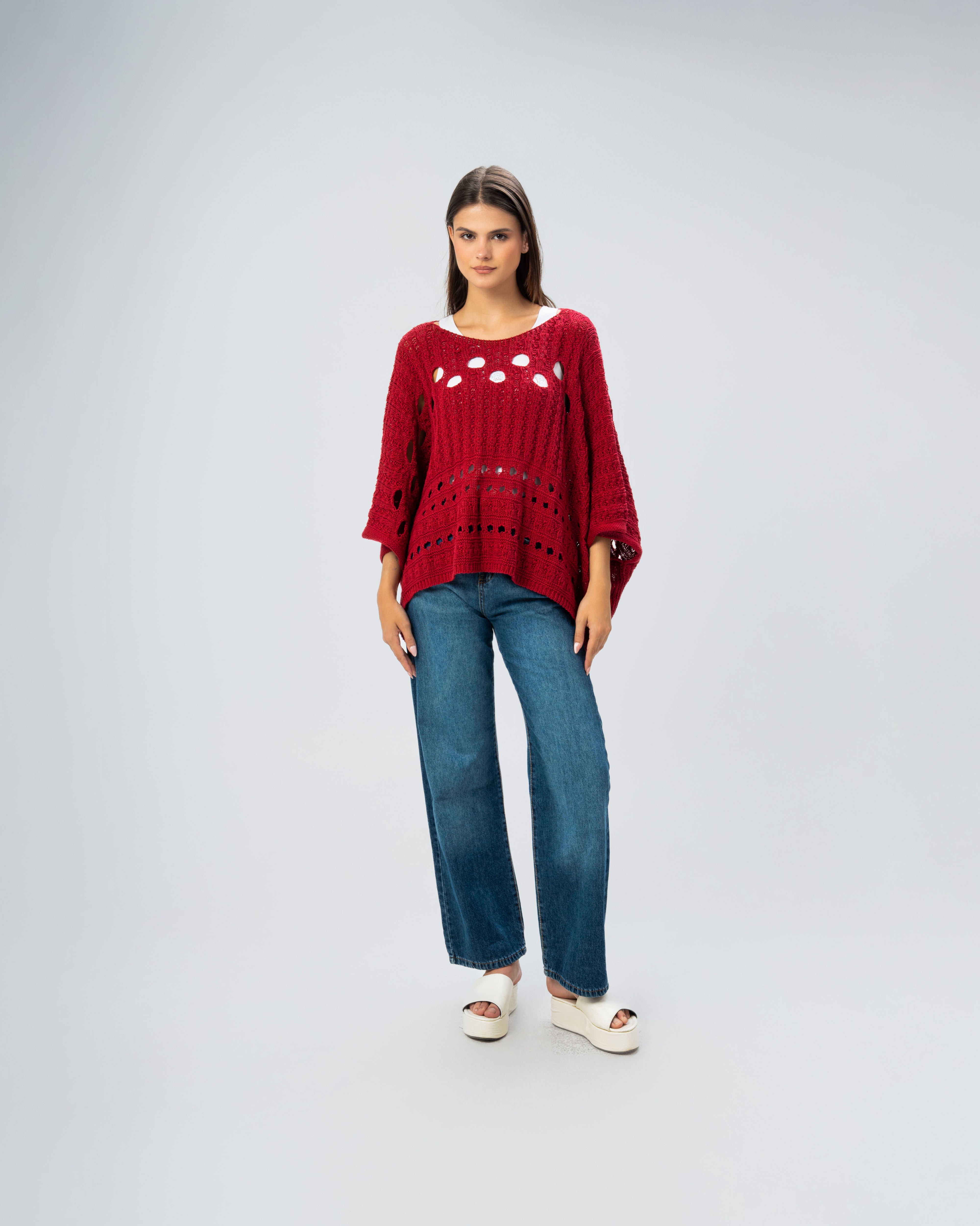 Knitwear Pullover - With Cutout Circles