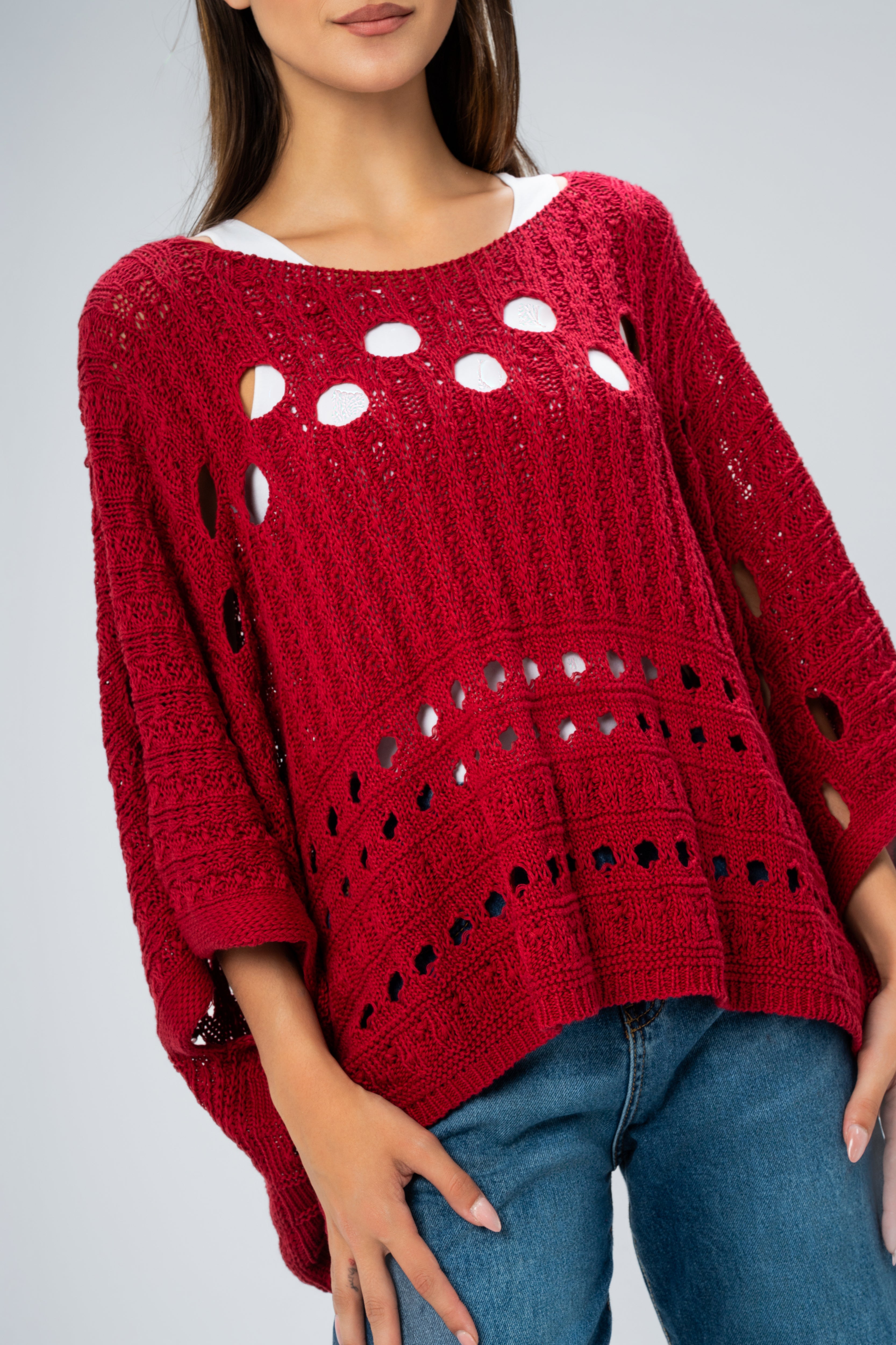 Knitwear Pullover - With Cutout Circles