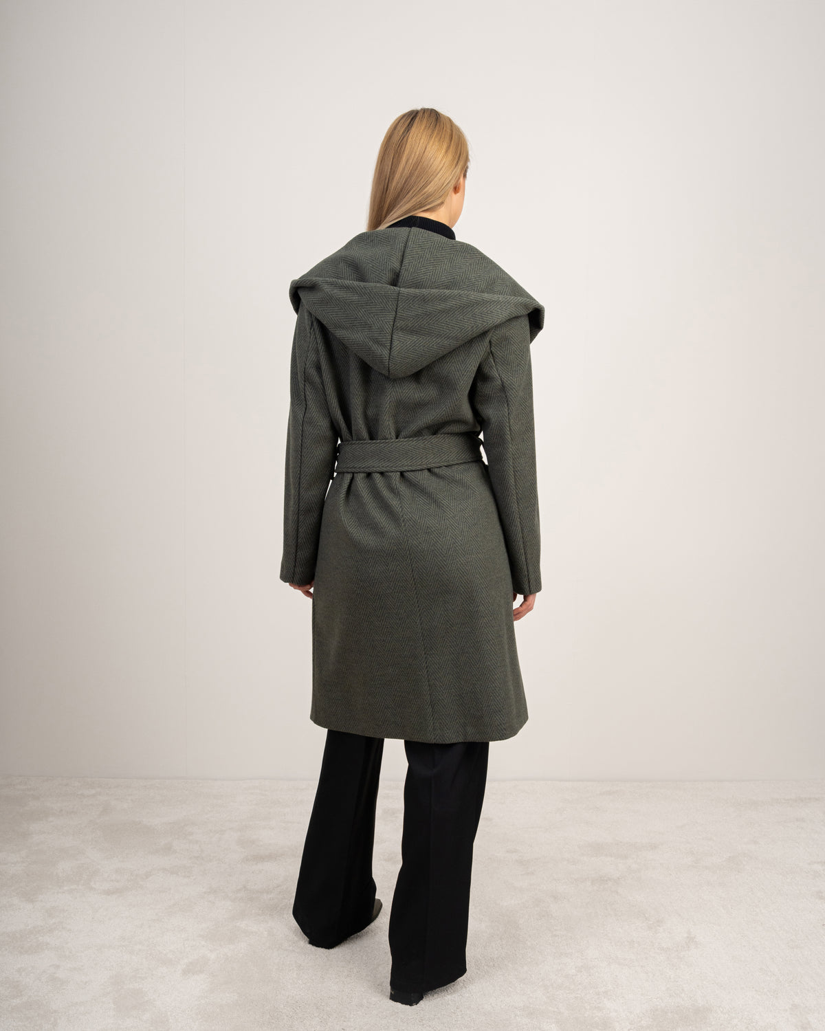 Patterned Wool Coat With Belt