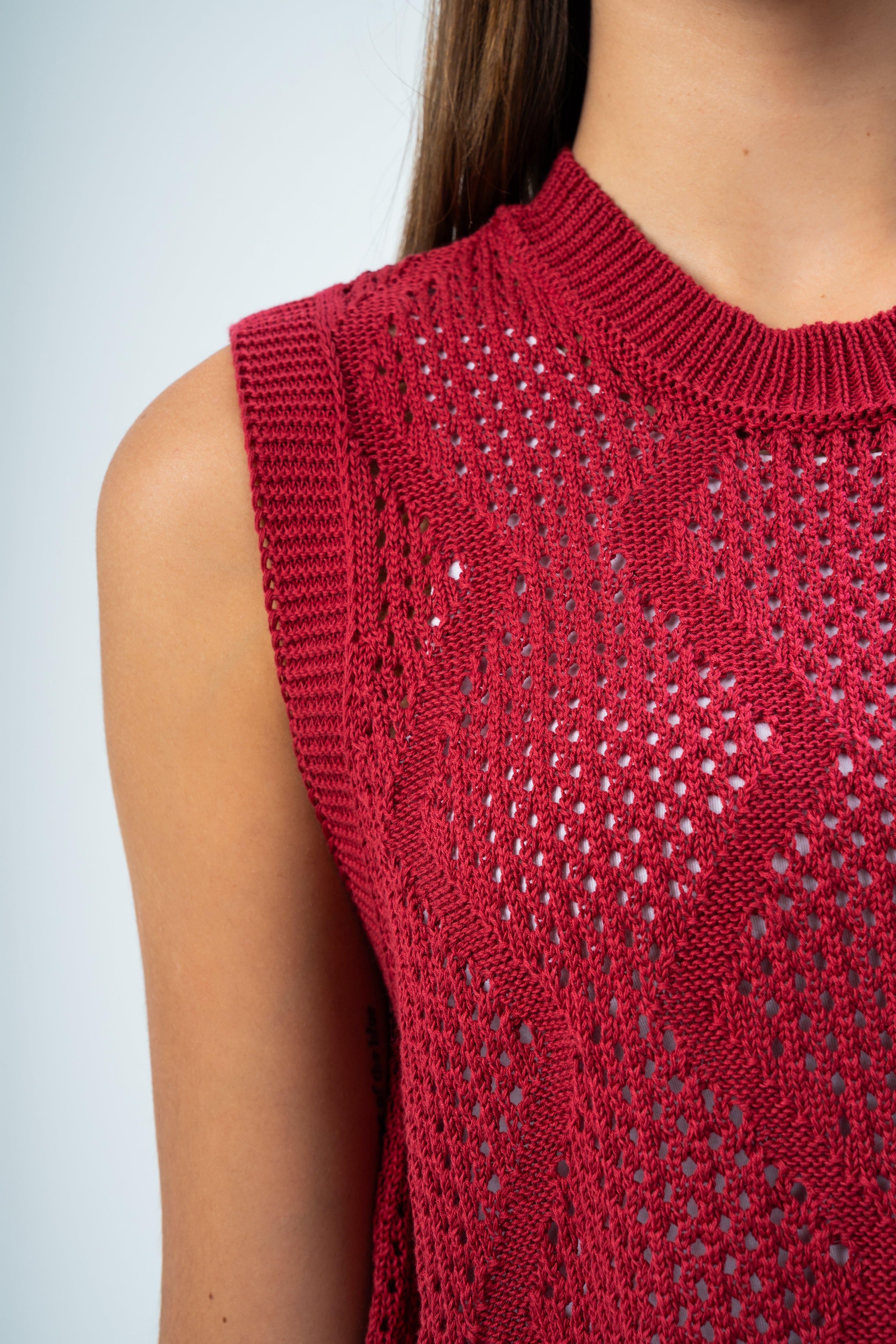 Knitwear Vest With Ribbed Embroidery
