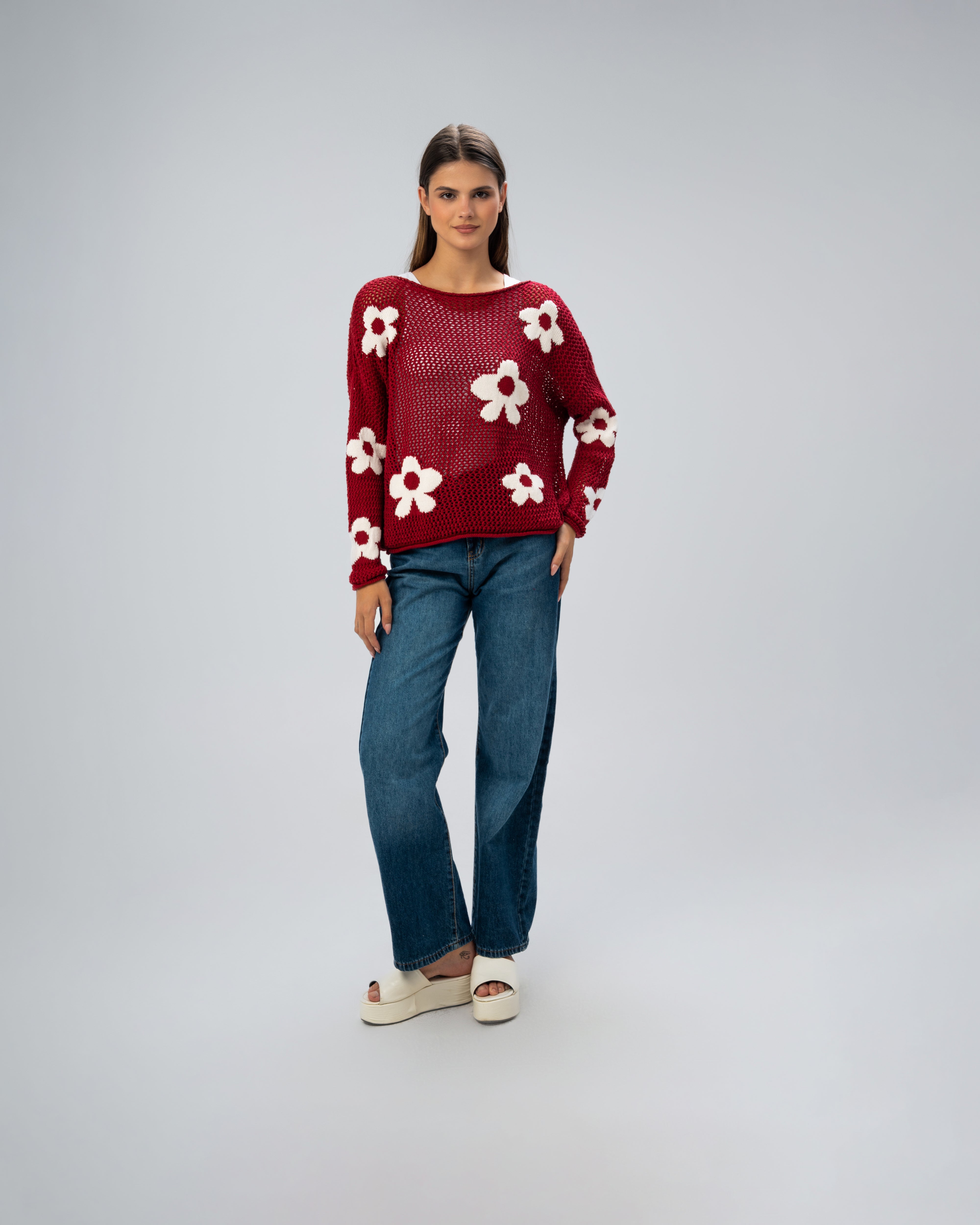 Knitwear Pullover With - Floral Chest Detail