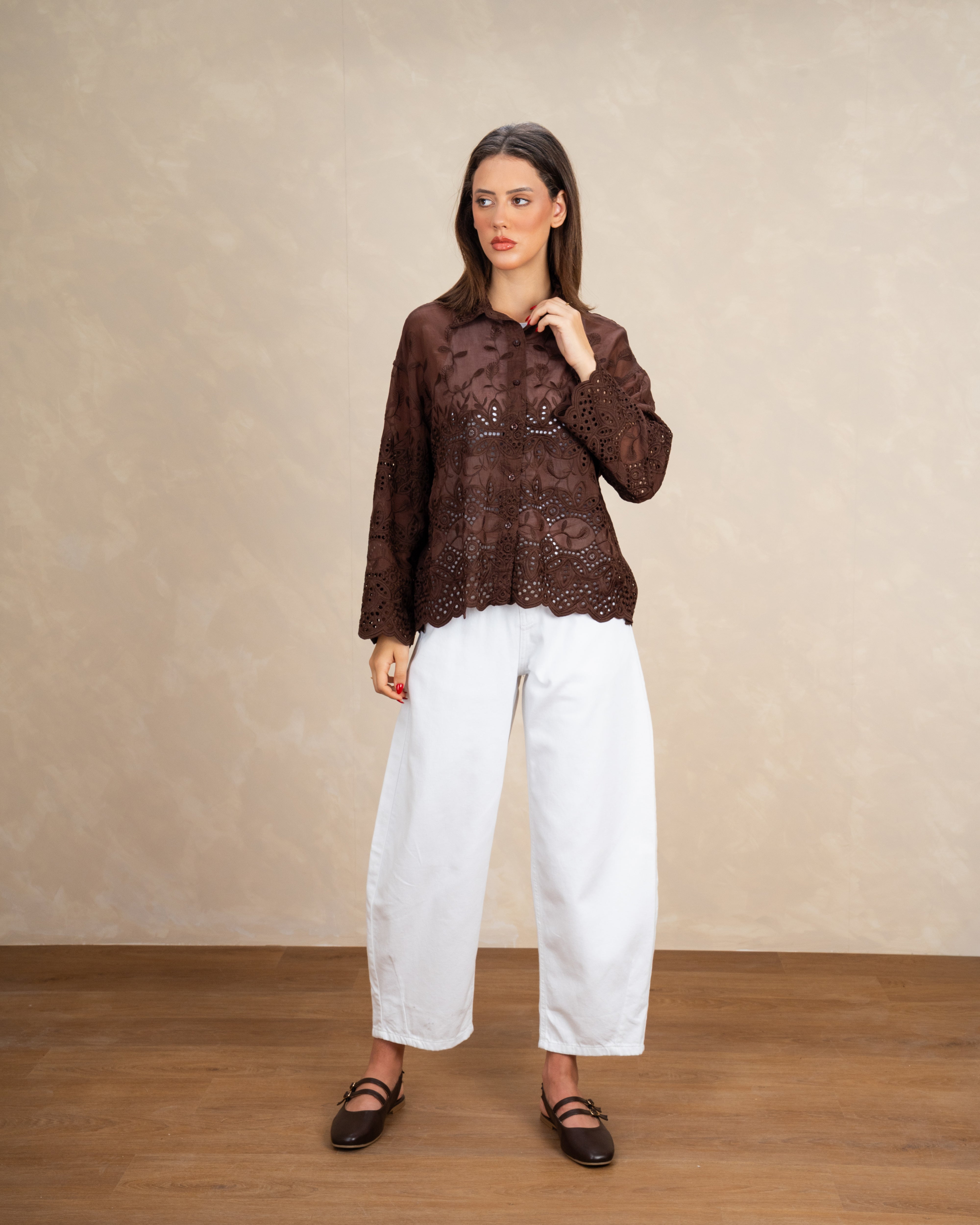 Elegant Floral Embroidered Shirt