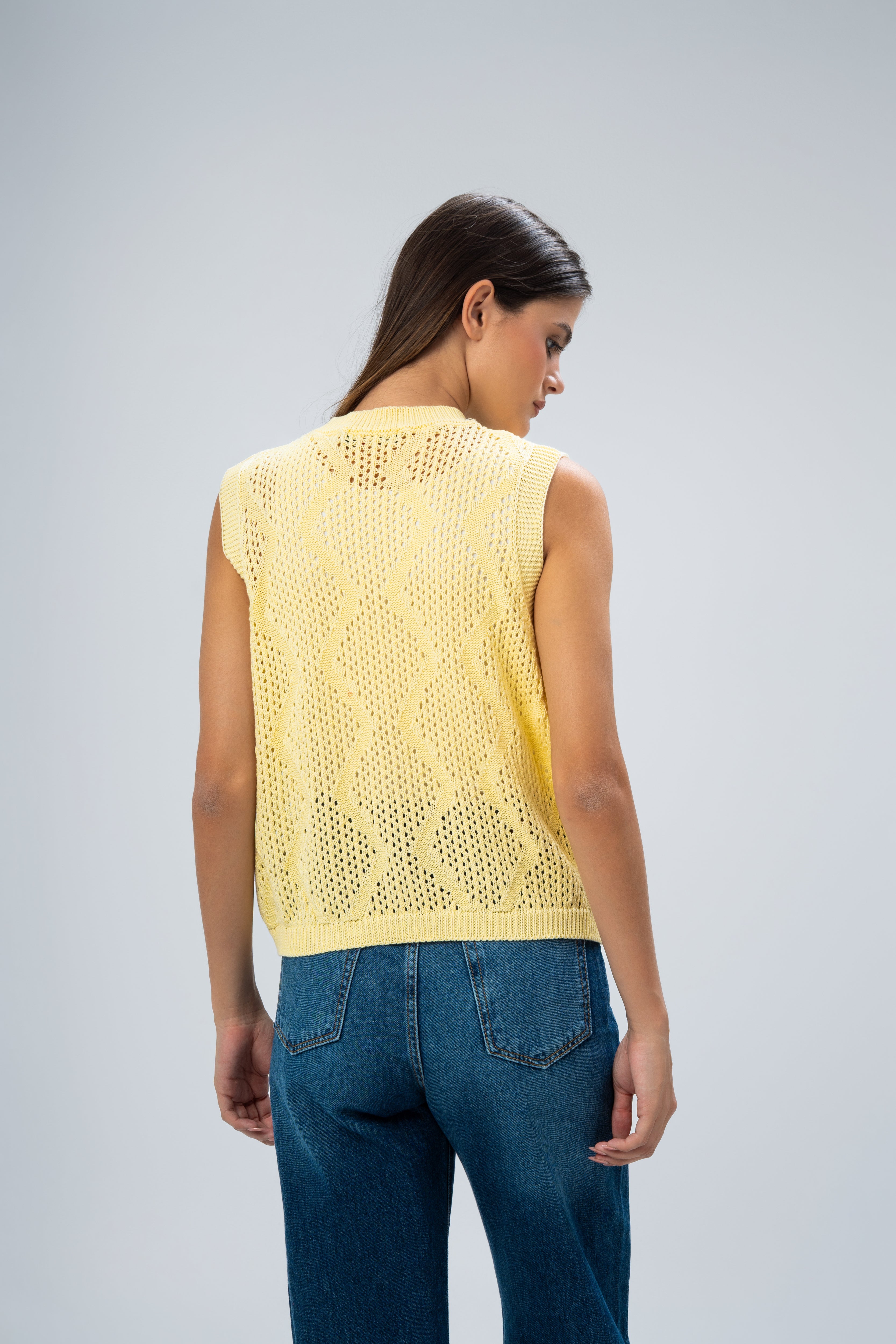 Knitwear Vest With Ribbed Embroidery