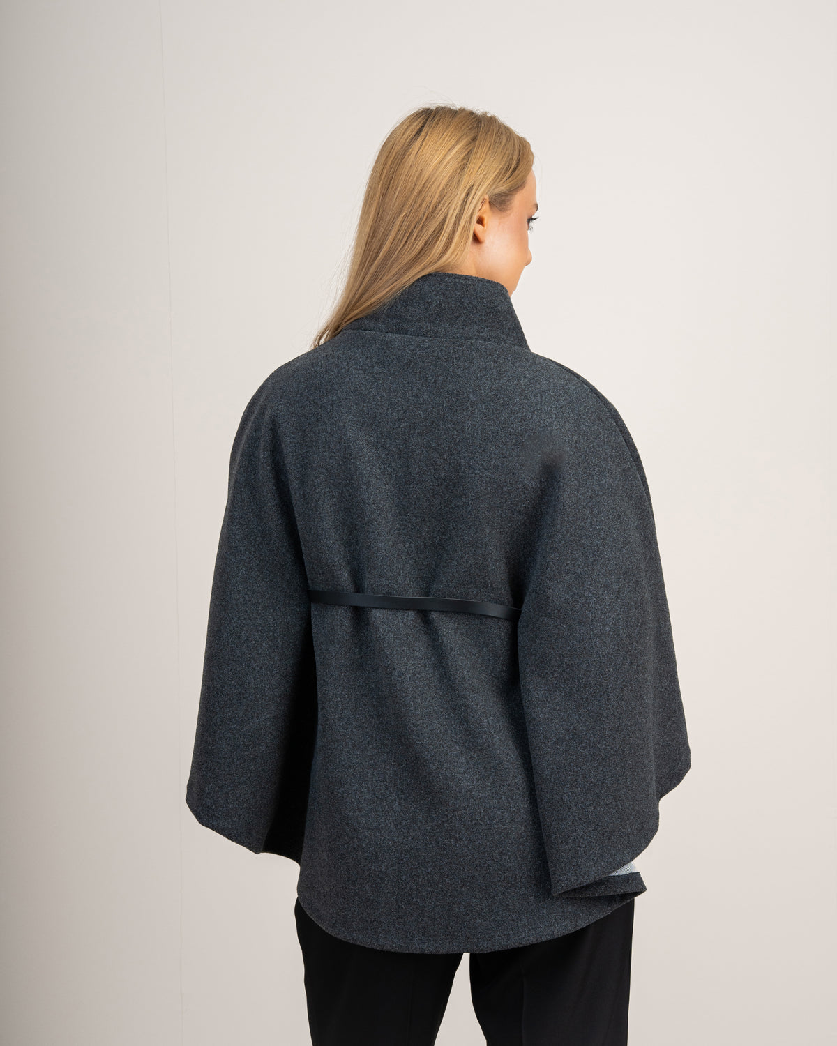 Wool Cape Pullover With Belt