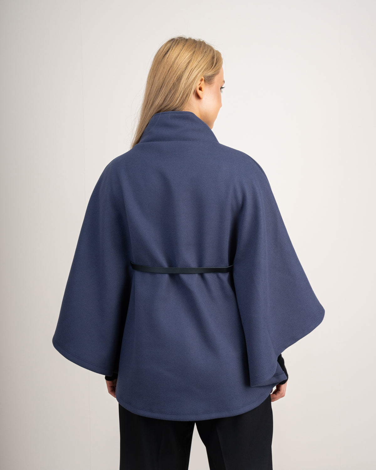 Wool Cape Pullover With Belt