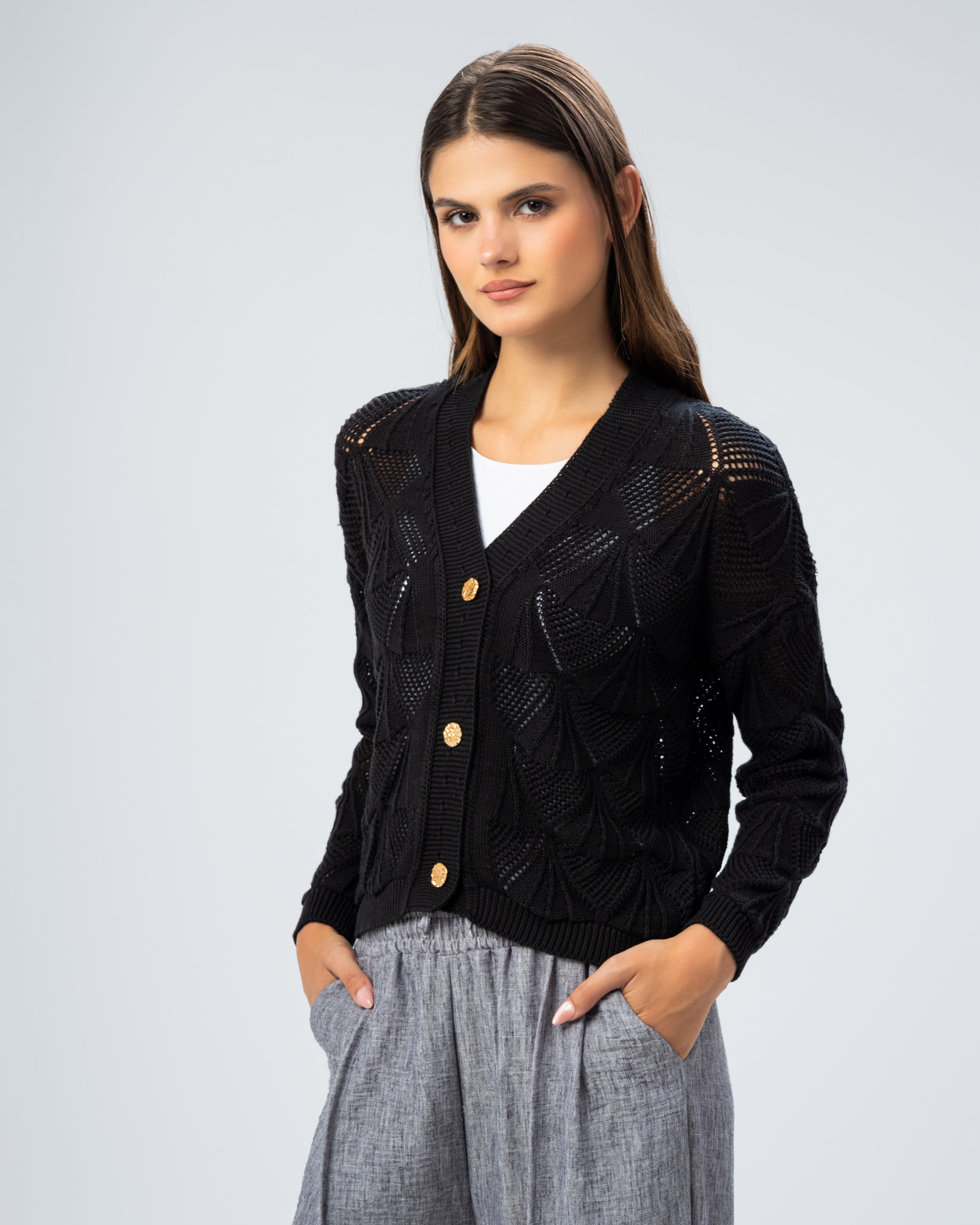 Knitwear Cardigan - With Gold Buttons