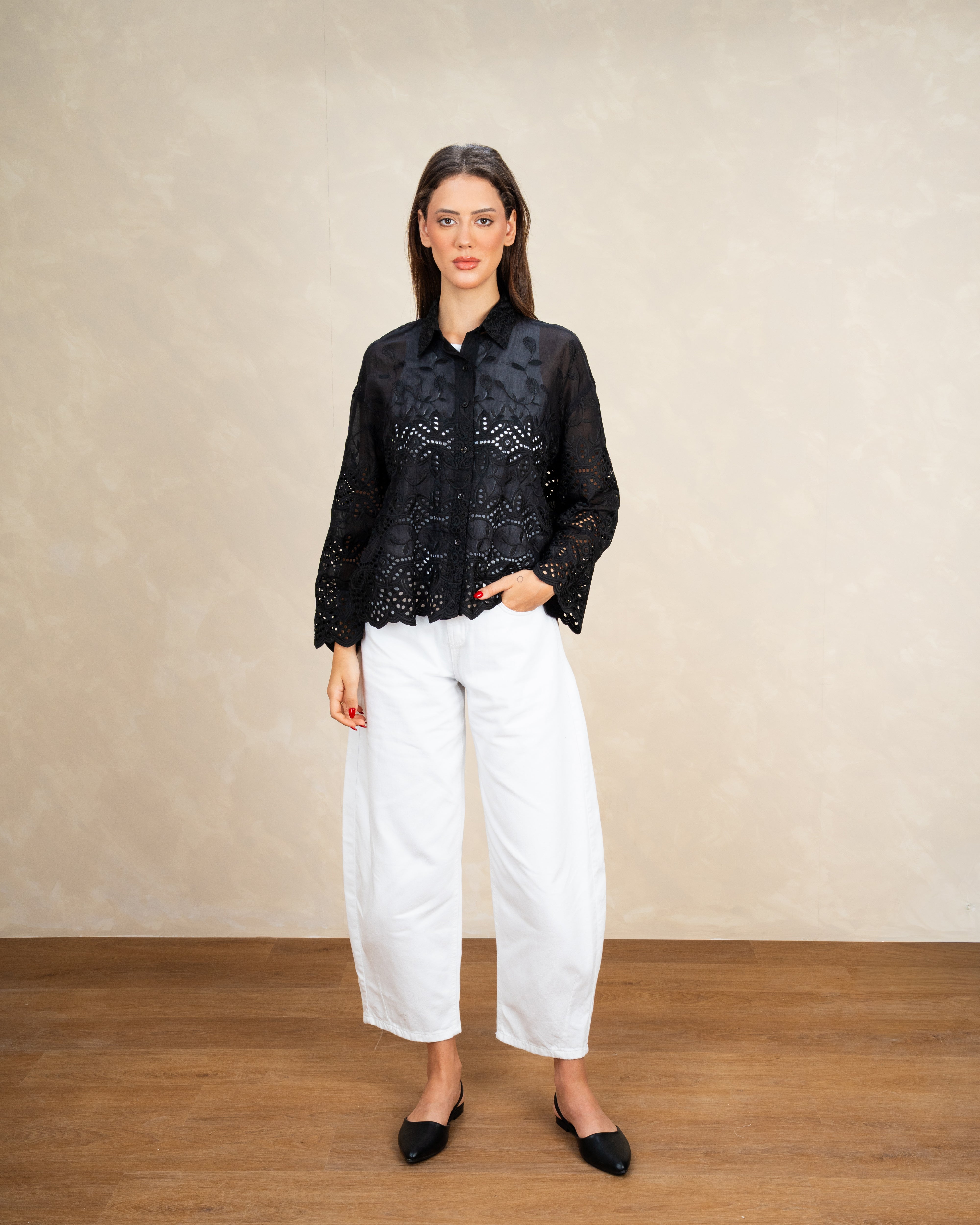 Elegant Floral Embroidered Shirt