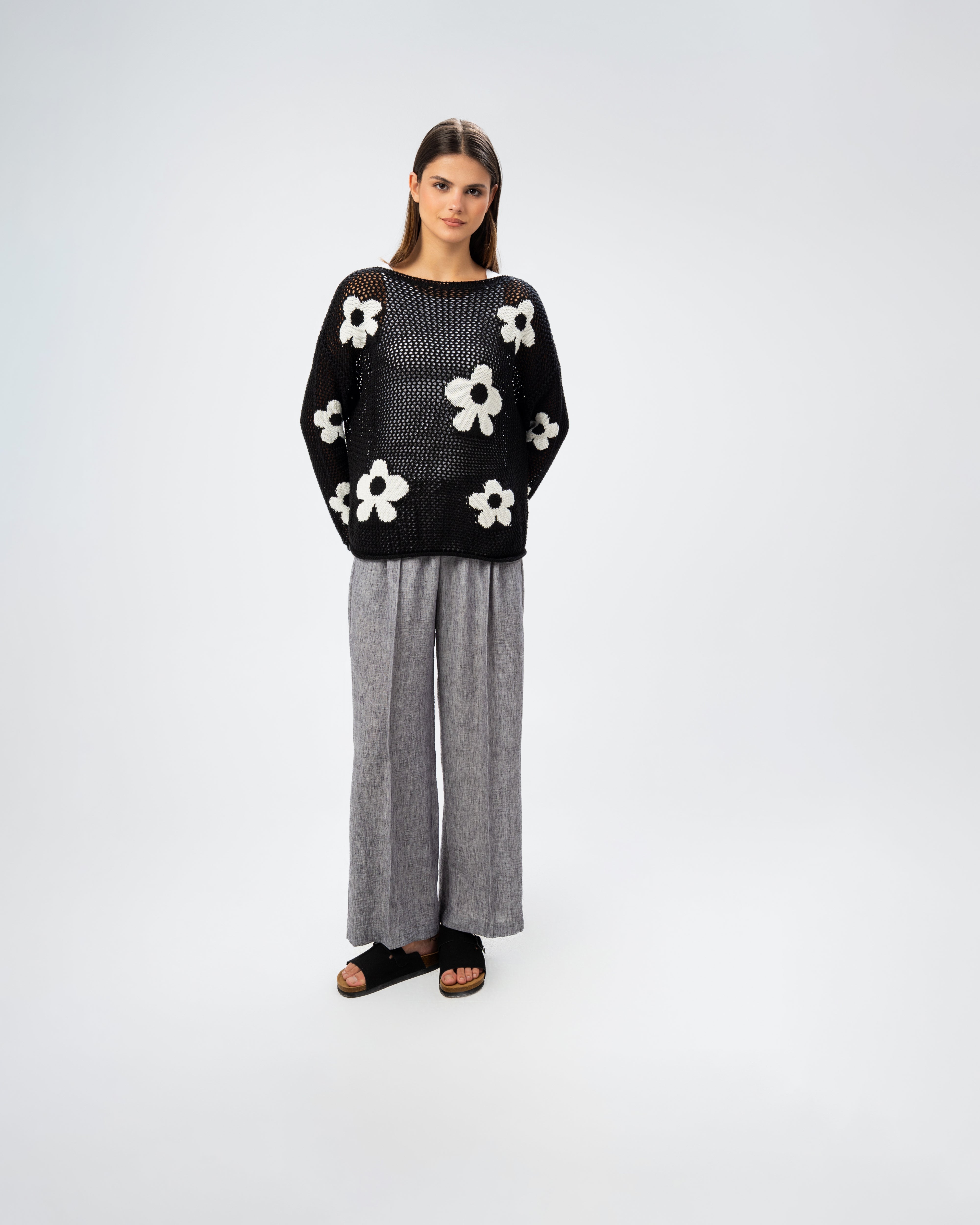 Knitwear Pullover With - Floral Chest Detail