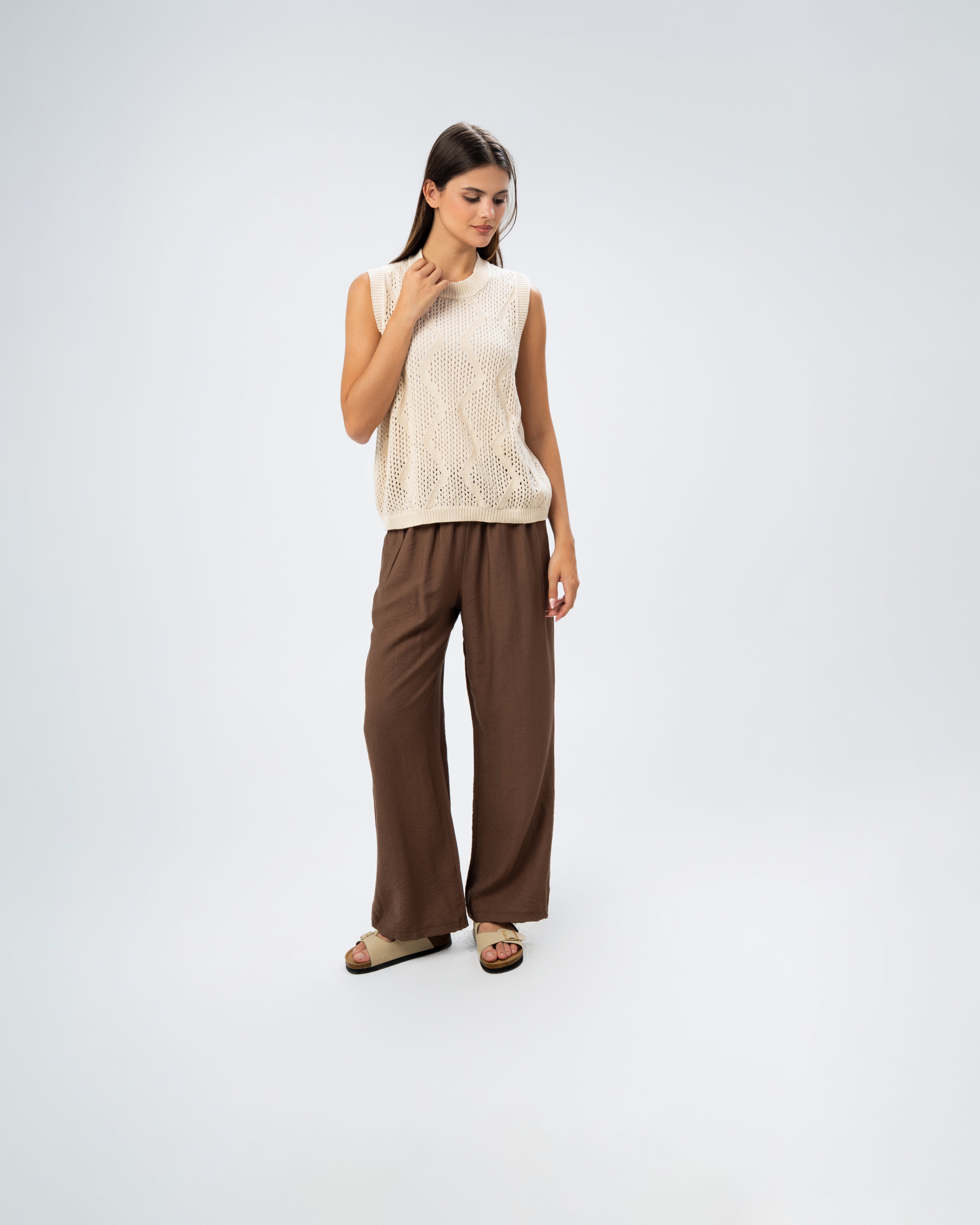 Knitwear Vest With Ribbed Embroidery