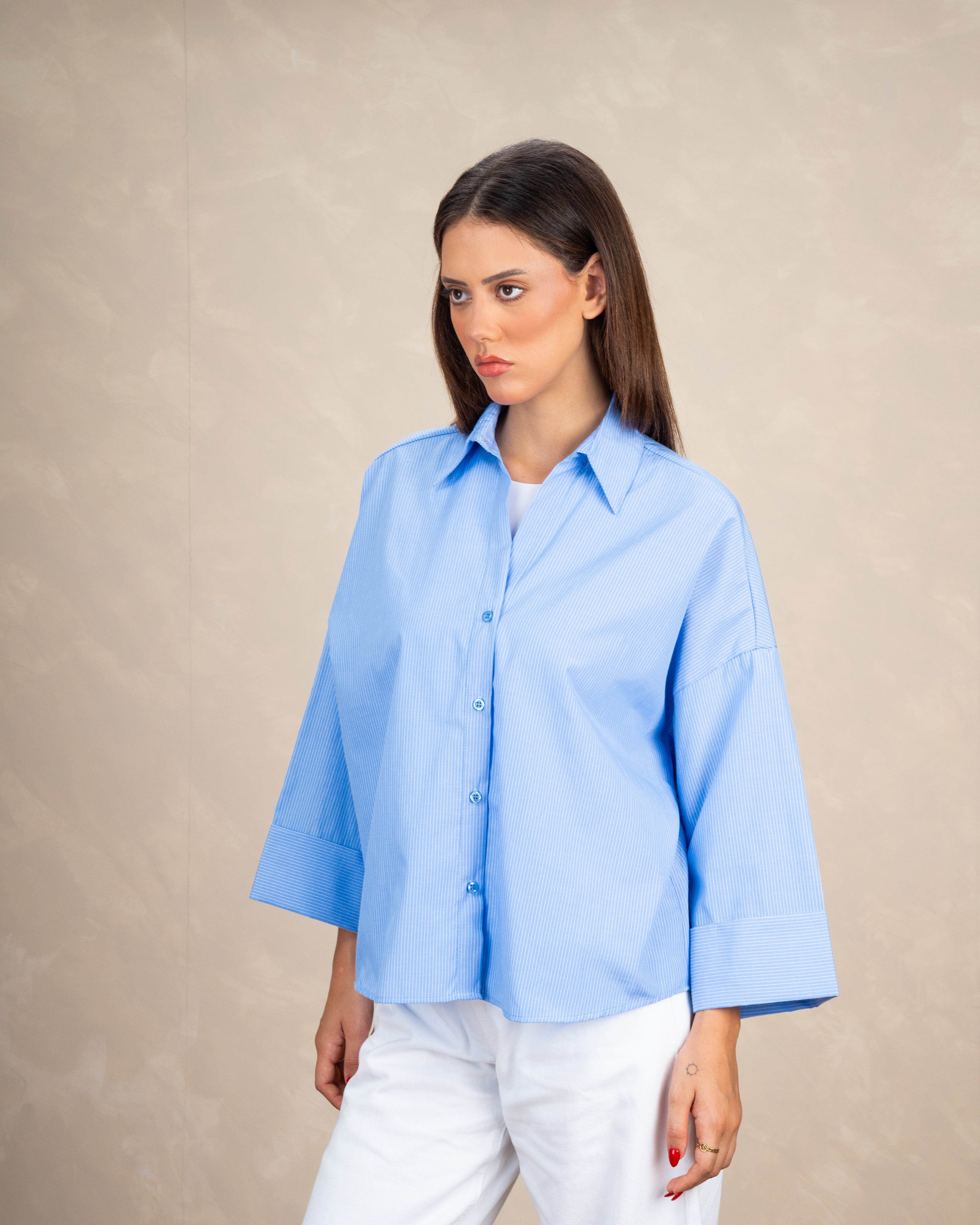 Oversized Plain Shirt With Back Tie Detail