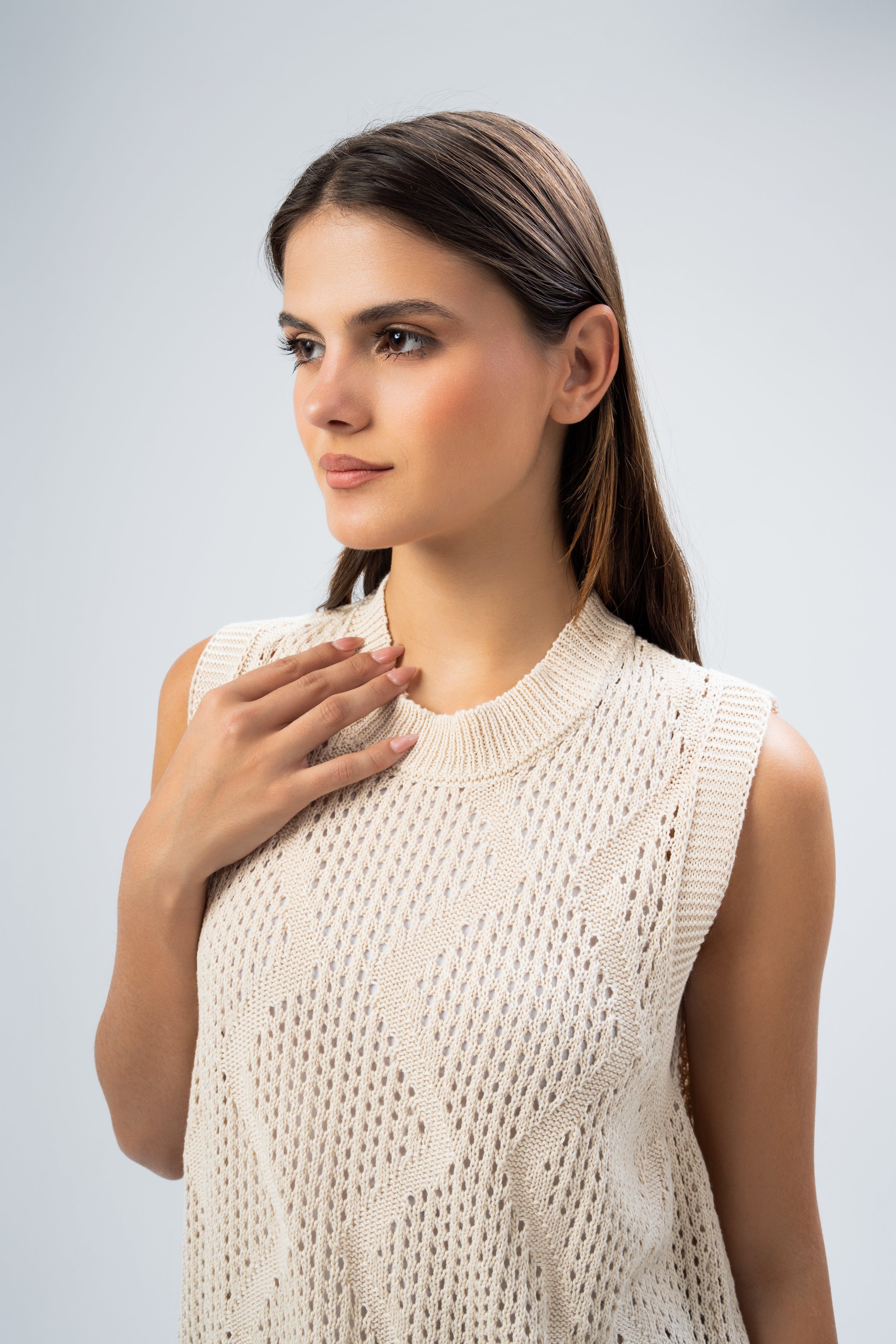 Knitwear Vest With Ribbed Embroidery