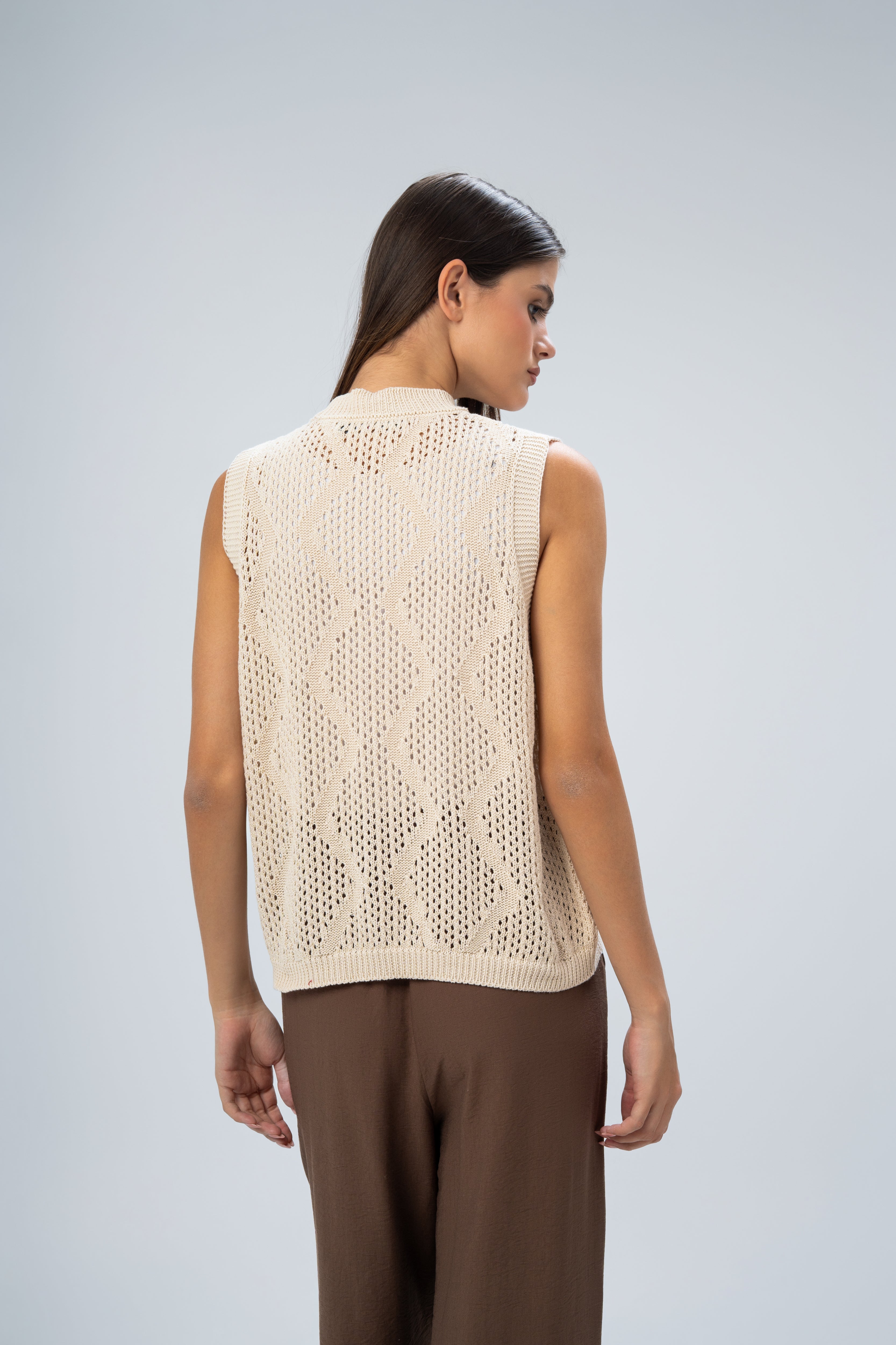 Knitwear Vest With Ribbed Embroidery