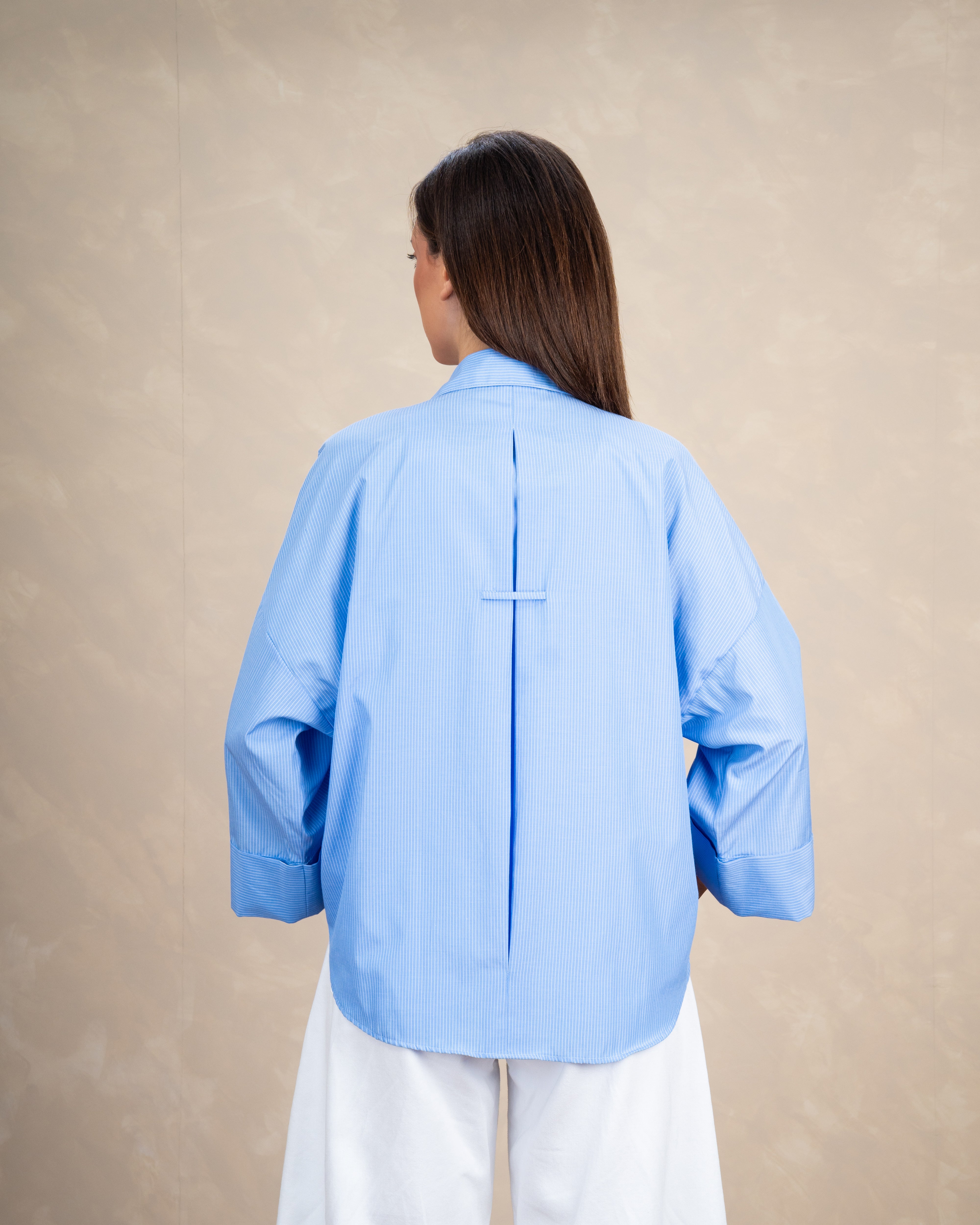 Oversized Plain Shirt With Back Tie Detail