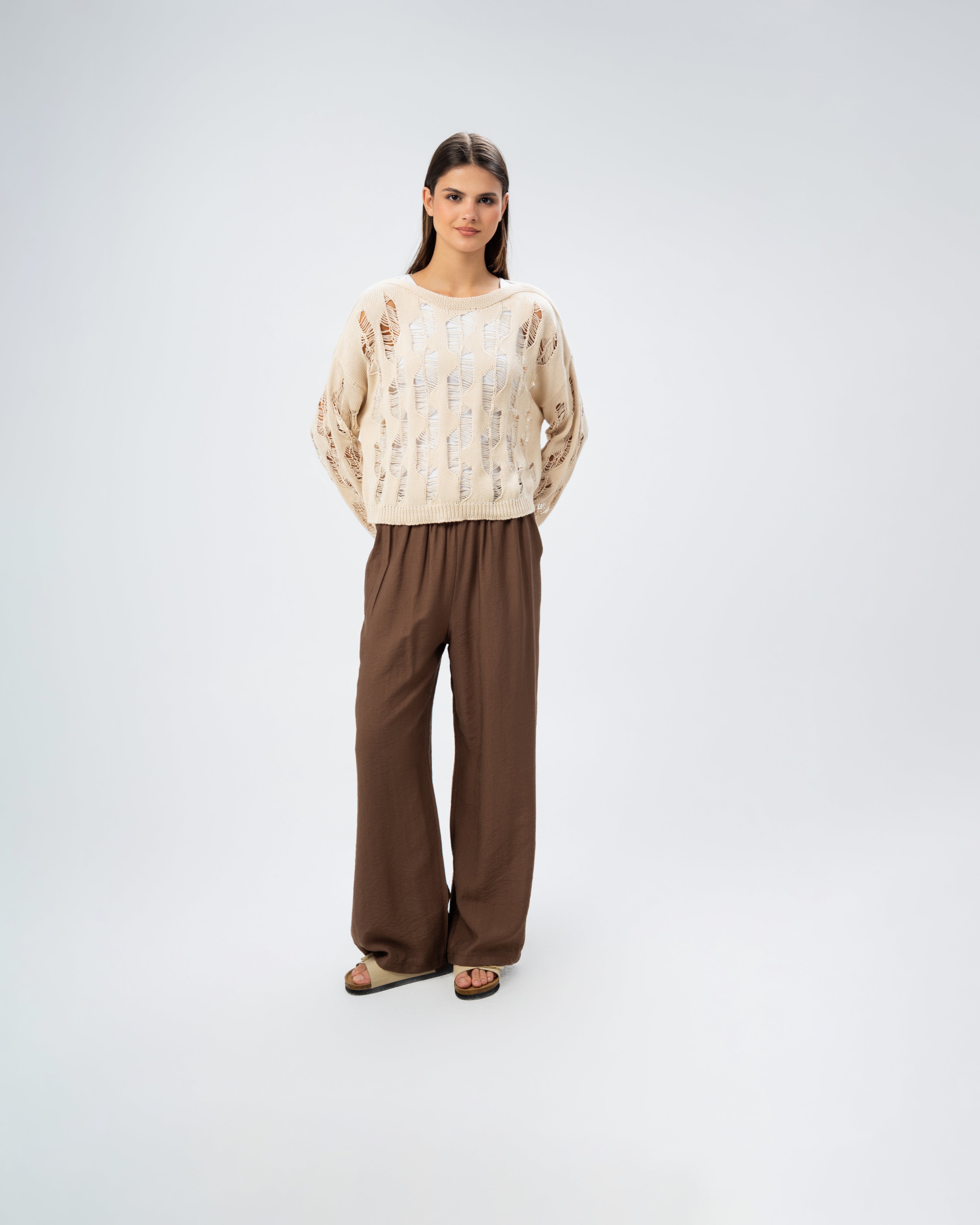 Knitwear Pullover With Wide Neck - And Cutout Circles