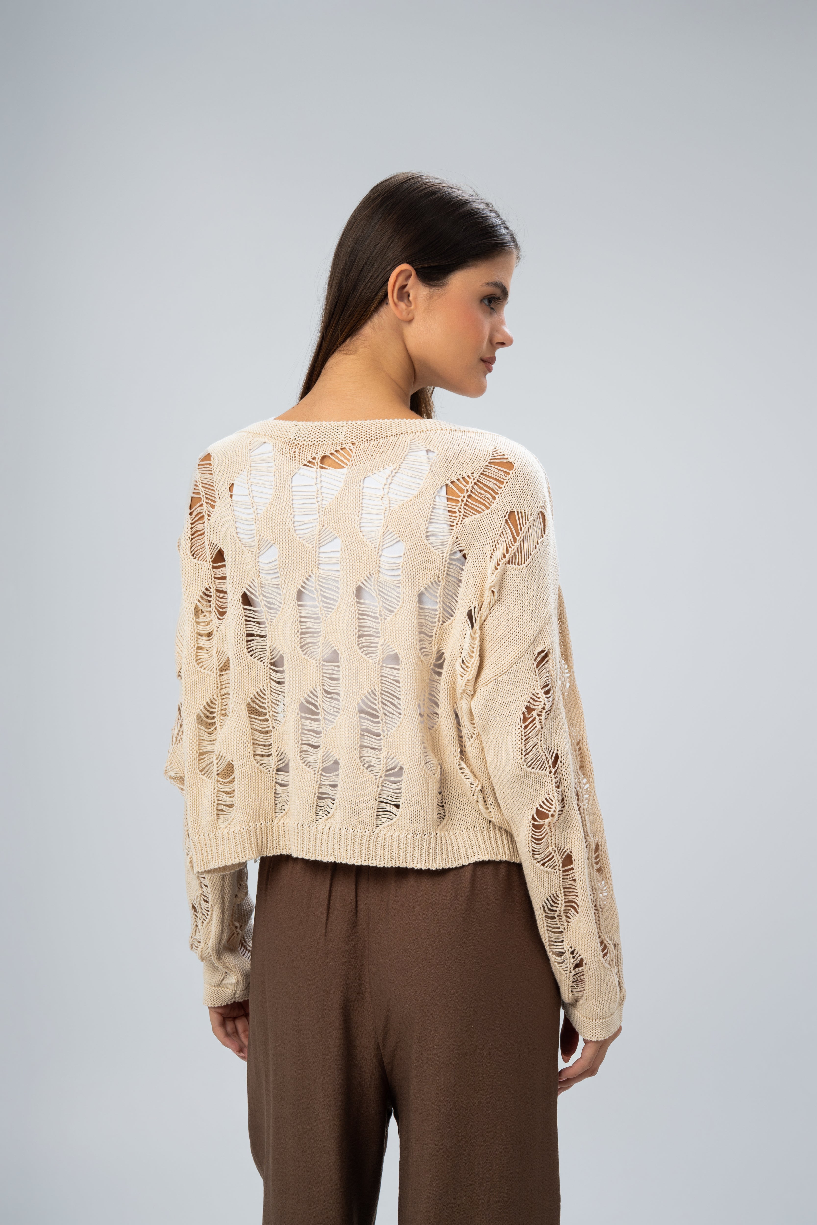 Knitwear Pullover With Wide Neck - And Cutout Circles