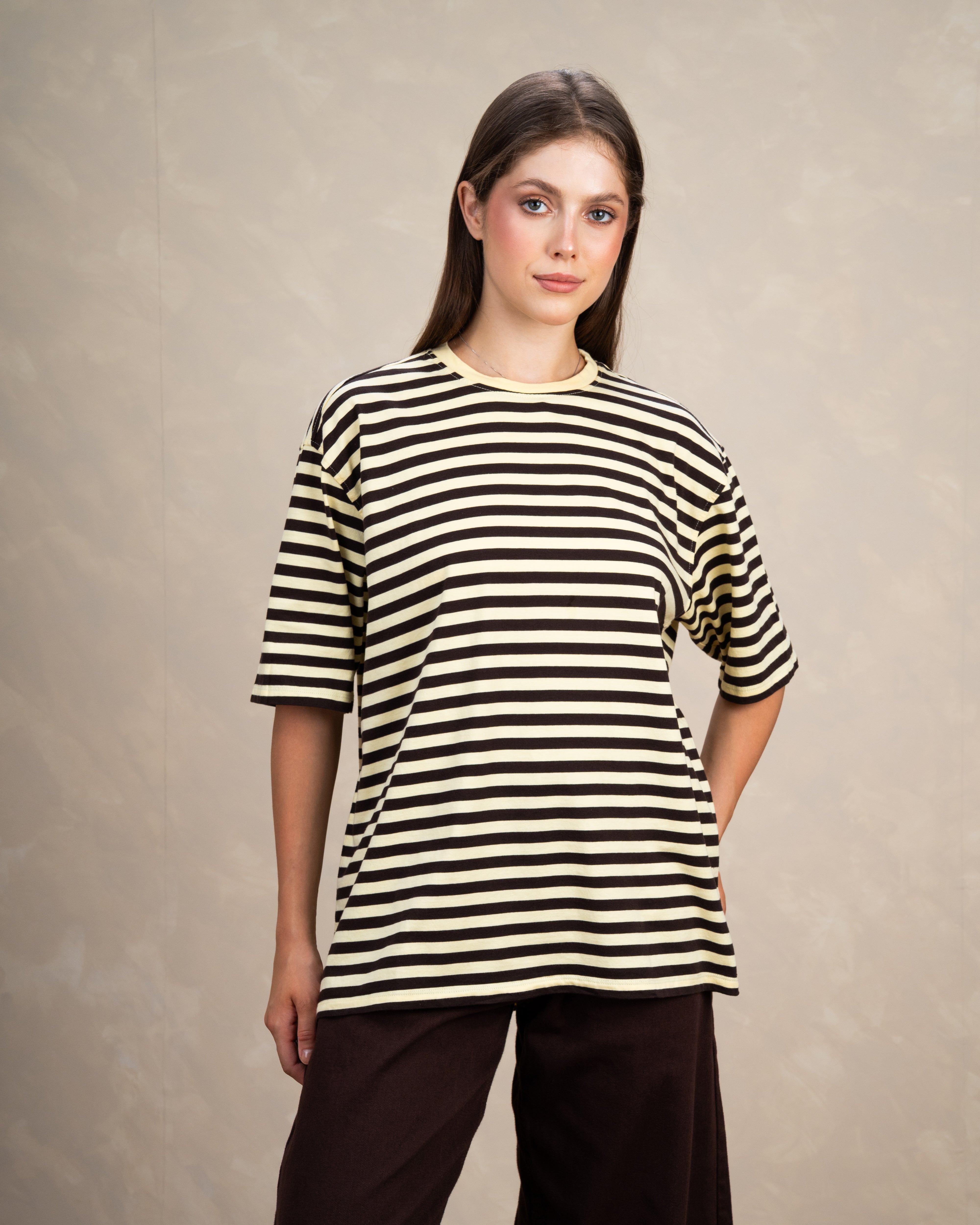 Long Colorful Striped Basic Top