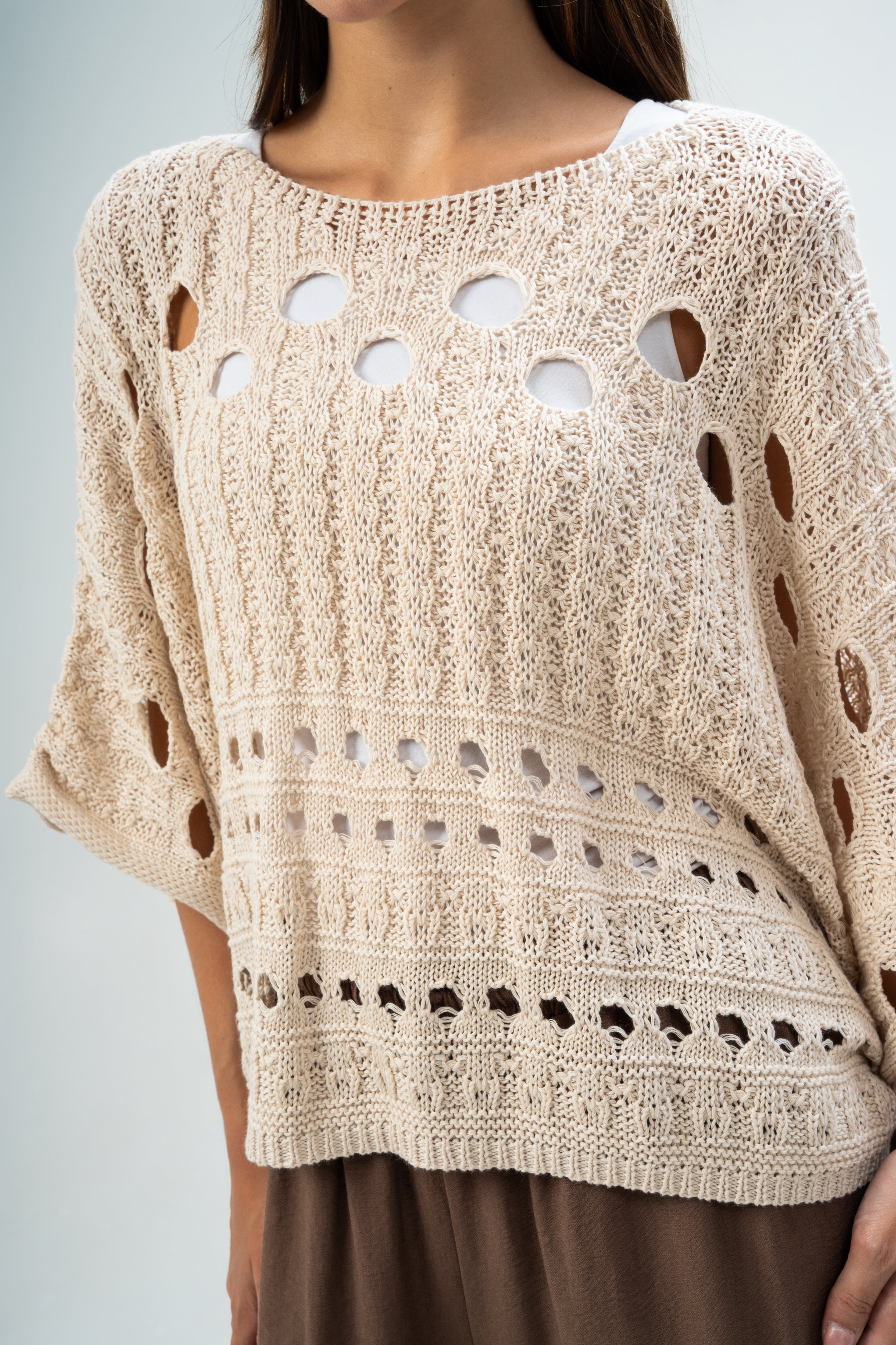 Knitwear Pullover - With Cutout Circles