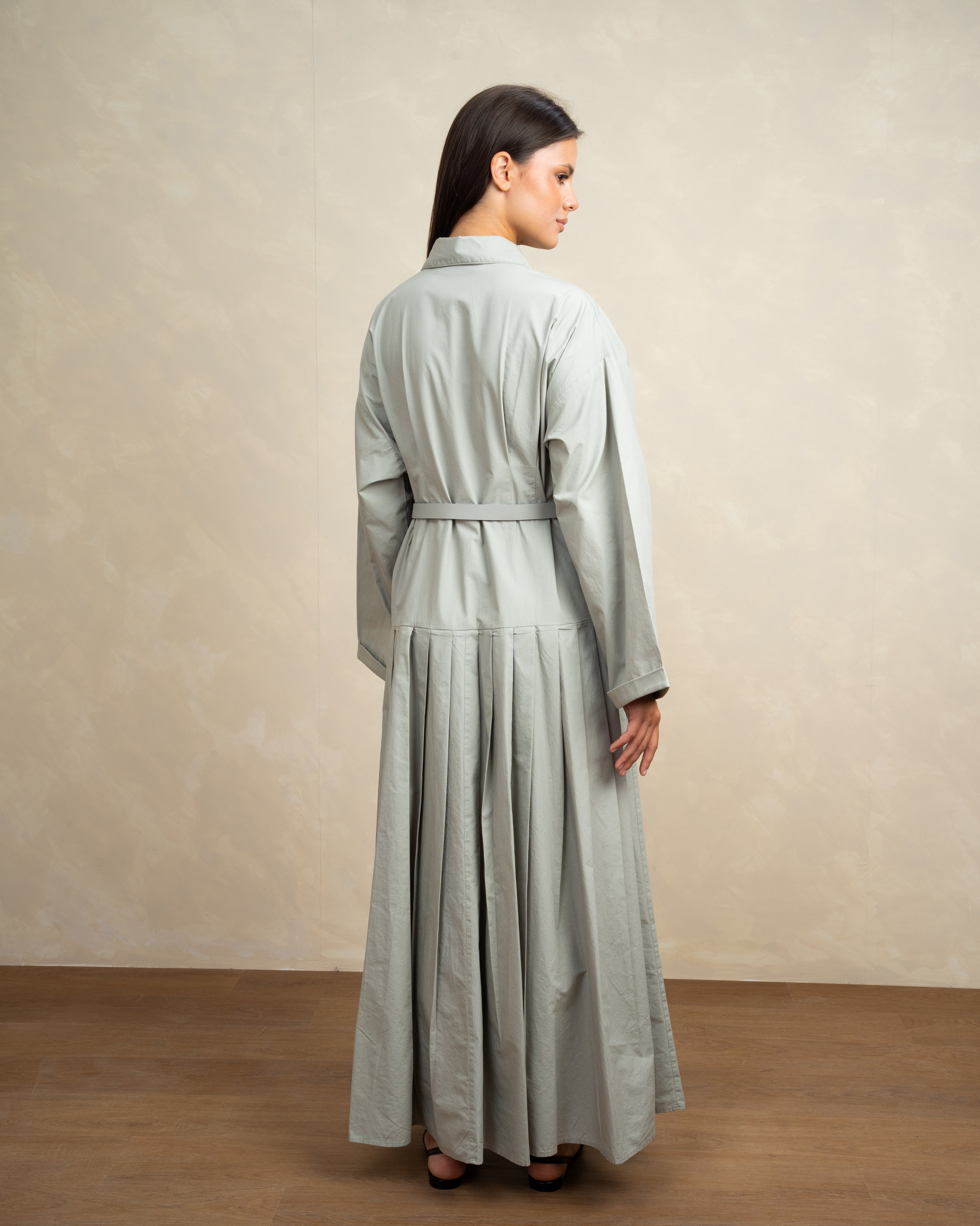Wide Dress With Belt And Wide Sleeves