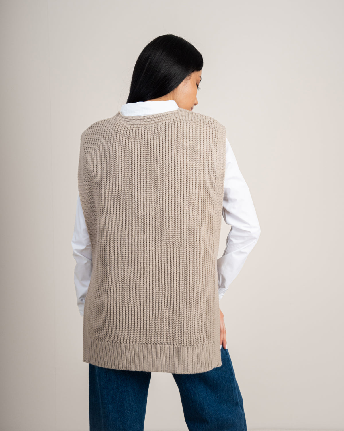 Cable Knitwear Vest - With Belt