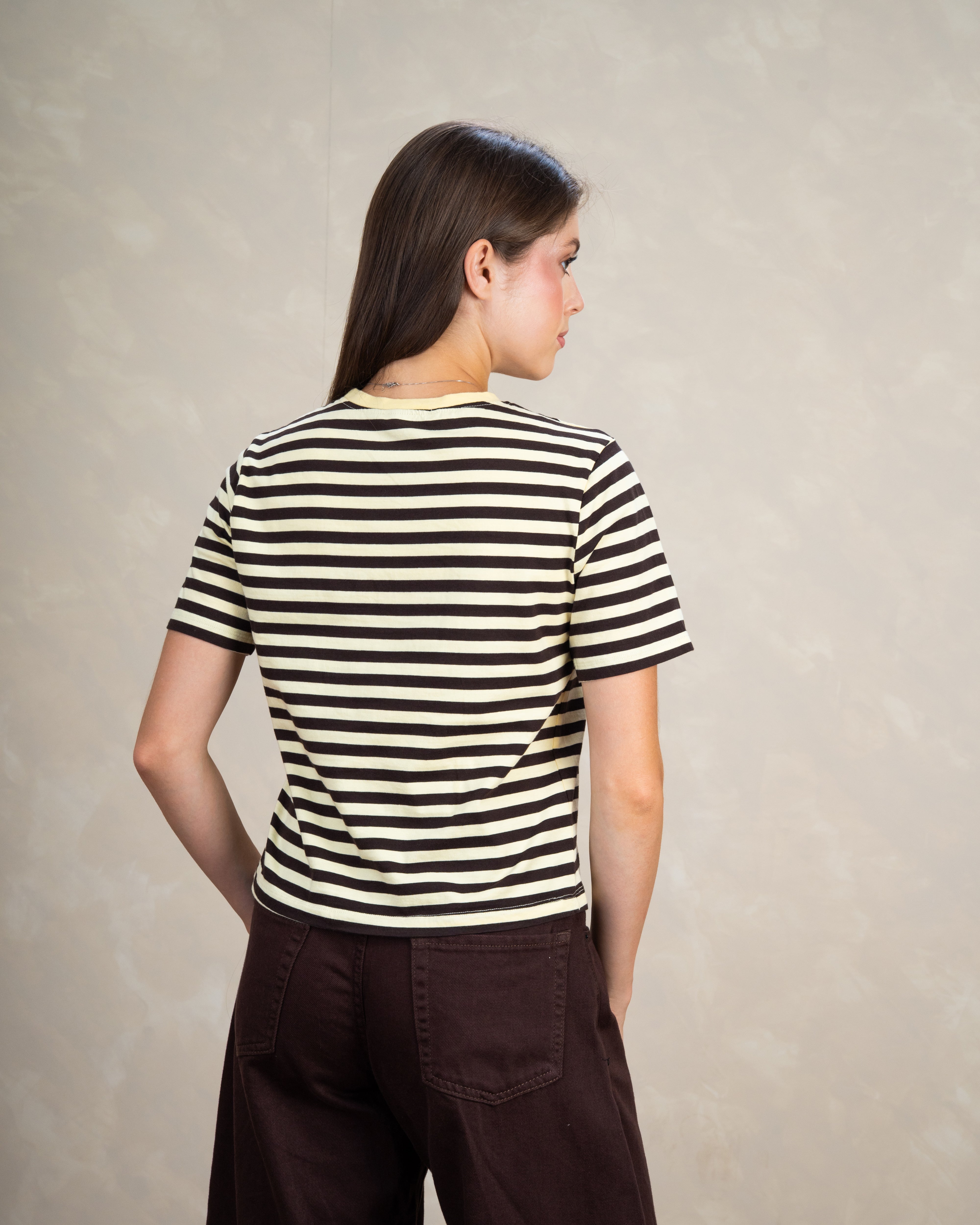 Short Colorful Striped Basic Top